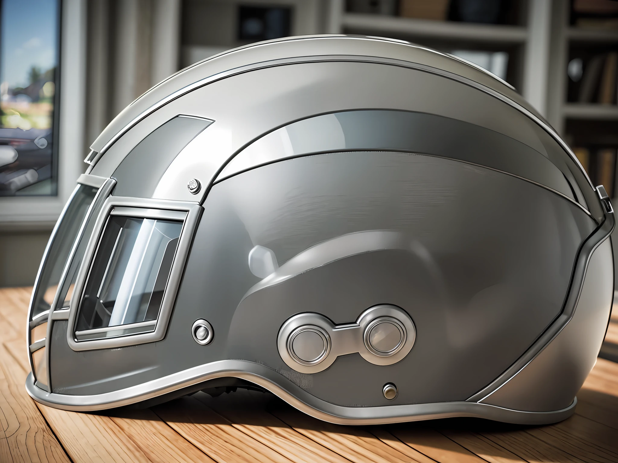 Realistic photo, inside view of the Iron Home helmet, with the graphics and navigation information --auto --s2