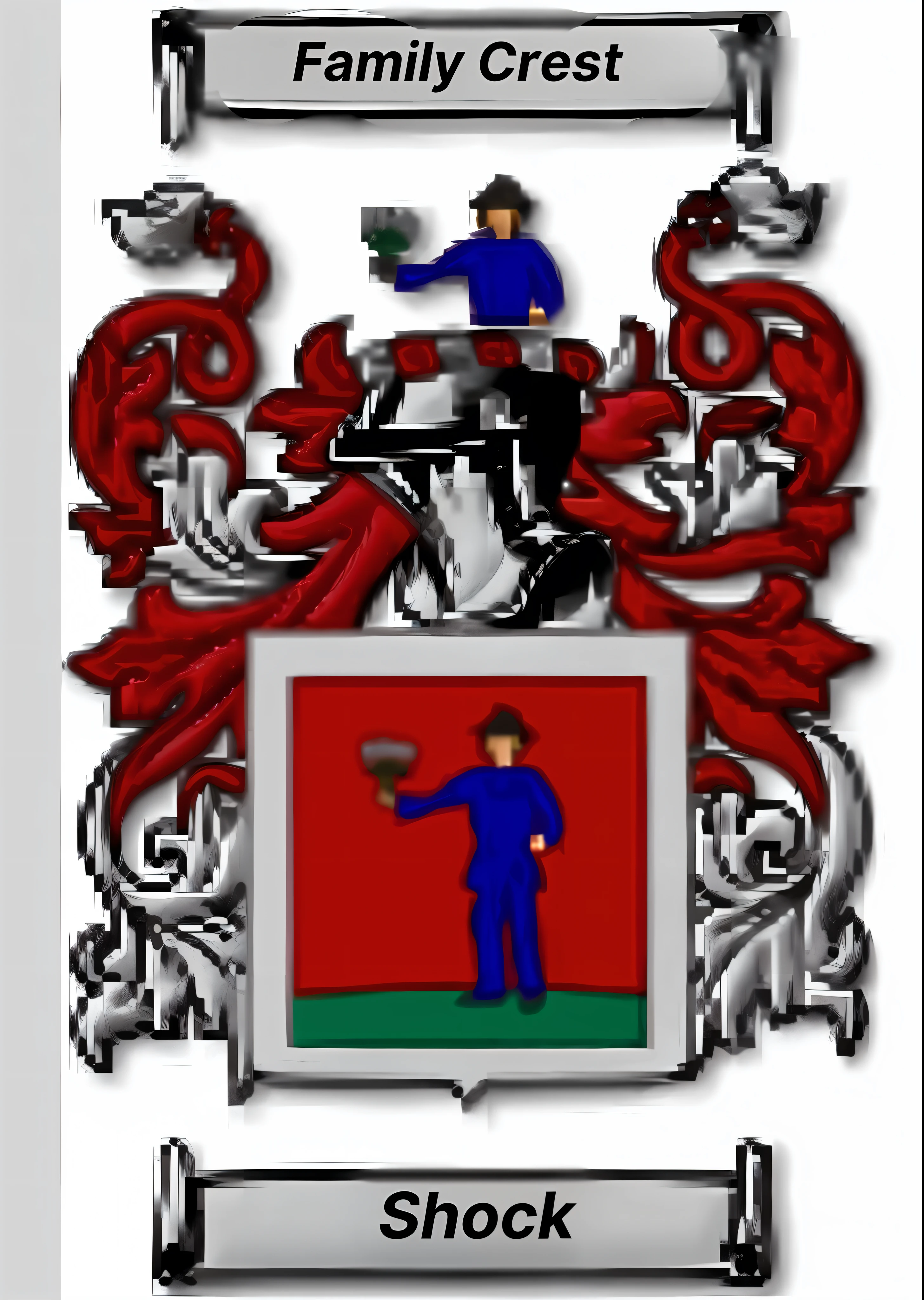 a close up of a picture of a person holding a knife, family crest, coat of arms, cronenburg, emblem, 3127318783, 2995599206, detailed arms, 3389861569, heraldry, merged, profile photo, serious