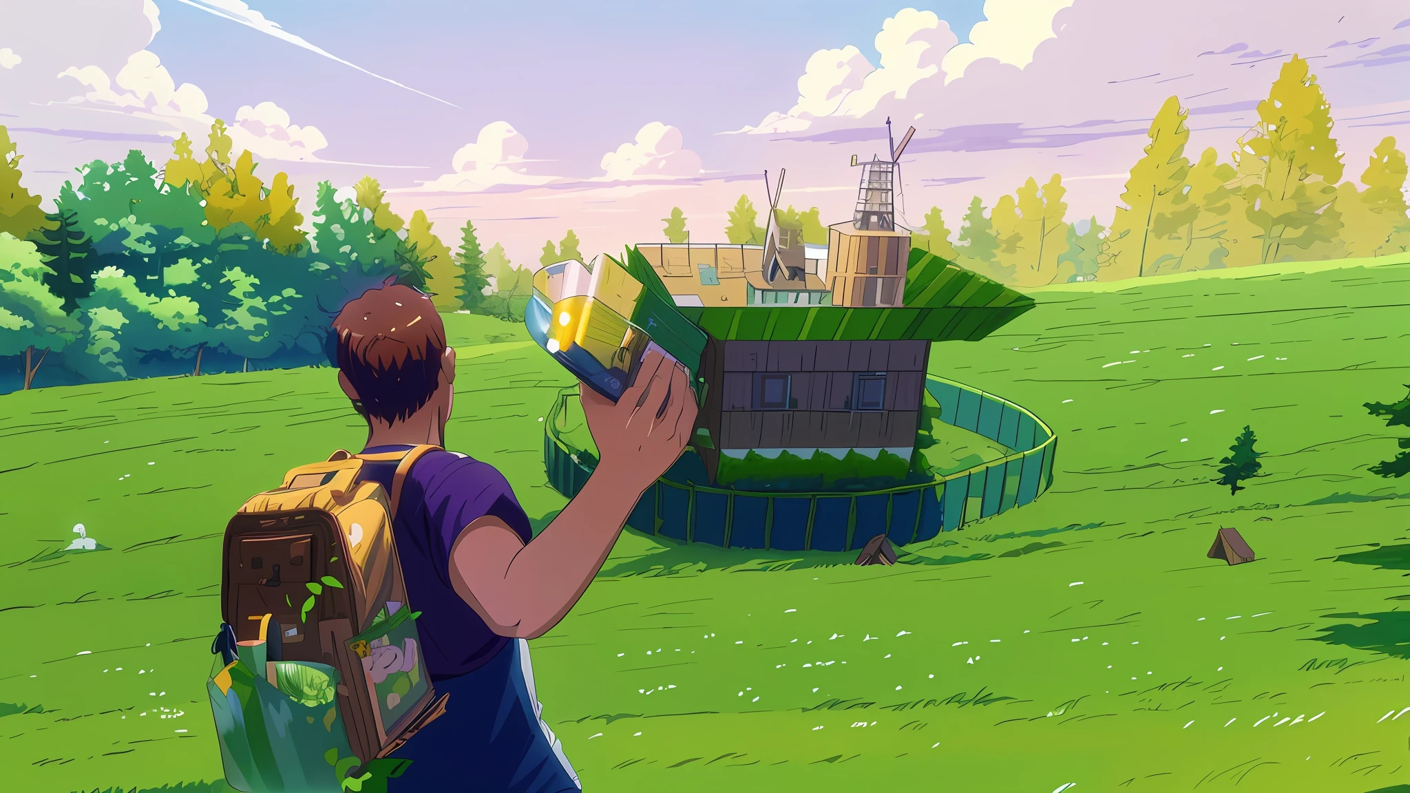 grass full floor, forests background, official anime yet, official art, official illustration, anime key visual concept, official anime studio still, official rendering, anime still, comic art, official anime art, still TV anime, your Camp, 8k!, promotional art, official fanart, Makoto Shinkai. digital rendering