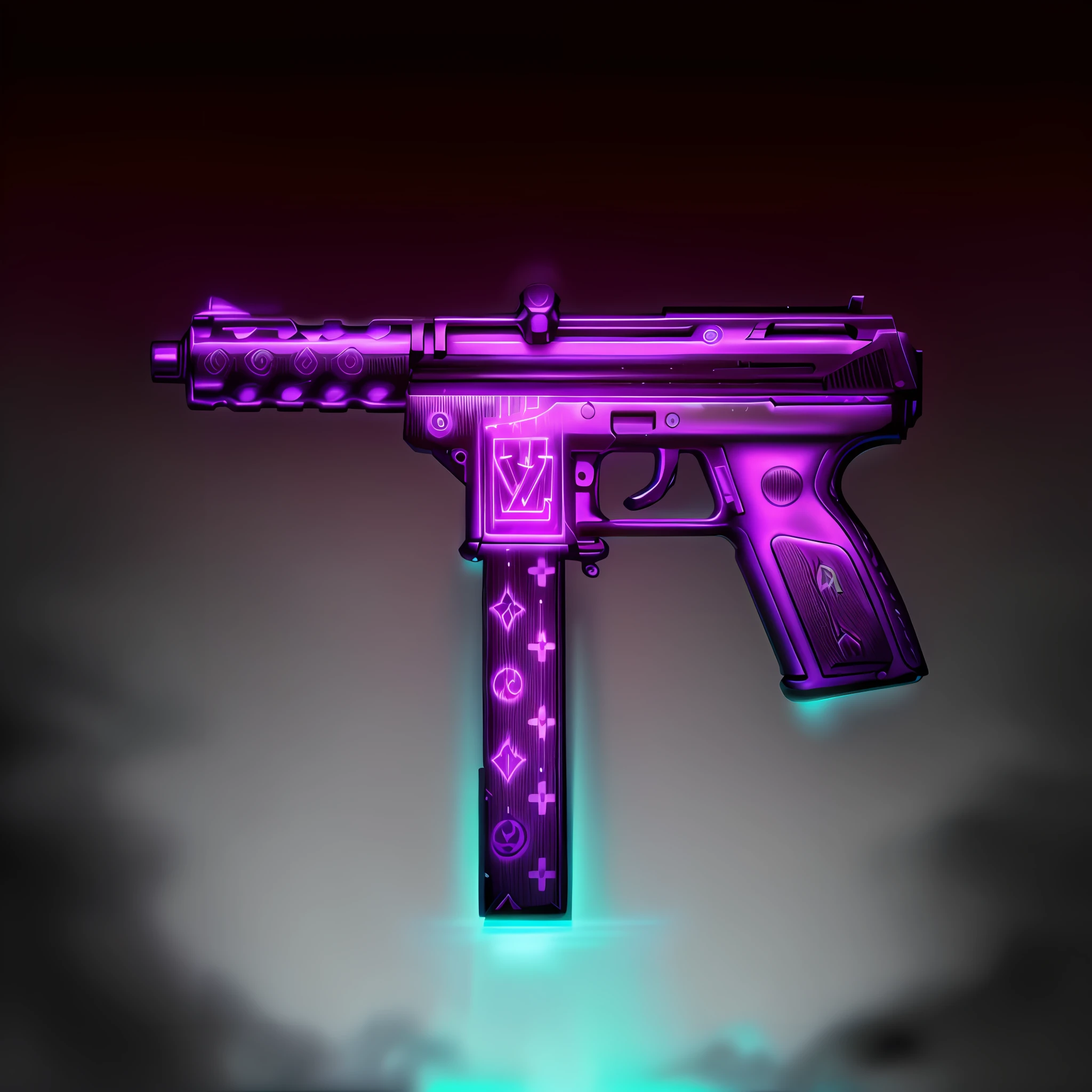 a black and white drawing of a gun with a cross pattern, smg, line art - n 9, lux 3 5 fle, realistic gun design, realistic gun, ultra sharp - - ar 1 6 : 9, machine gun, movie firearms, engraved vector, beautiful surreal pistol, mp5s, gun art reference, silenced pistol, inspired by Walther Jervolino, GlowingRunesAI_purple