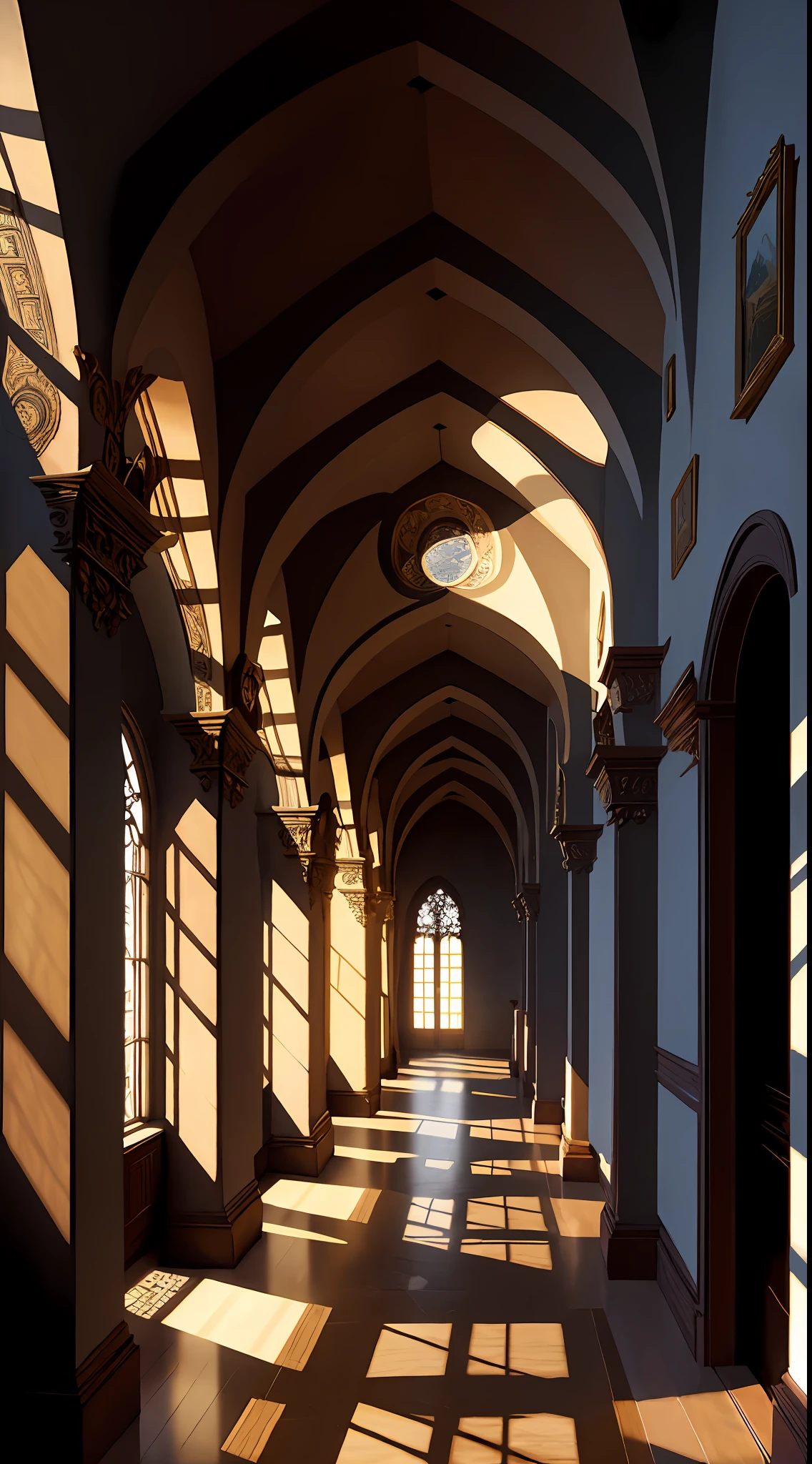 An ultra-detailed masterpiece, high resolution hiding place, with best illumination and shadow. A delicate and beautiful scene with a hidden space and intricate details. Deep shadows and warm sunlight create a contrast, with a focus on details that gradually come into view.