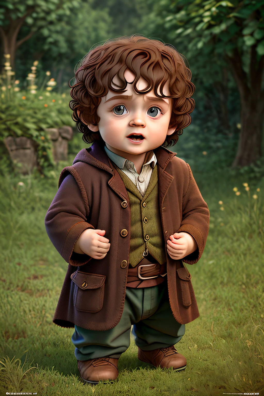 (cbzbb:1.25), portrait of cutest frodo baggins  illustration, artstation, CGI_Animation,