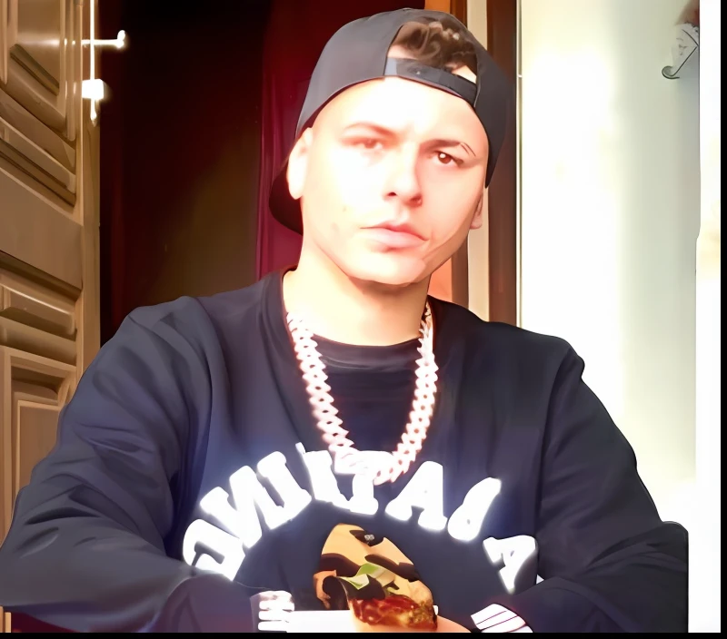 arafed man in a black sweatshirt and a black hat holding a pizza, profile photo, around 1 , a man wearing a black jacket, edin durmisevic, profile pic, patryk hardziej, taken in the early 2020s, michel ocelot, mircea suciu, adrien girod, encho enchev
