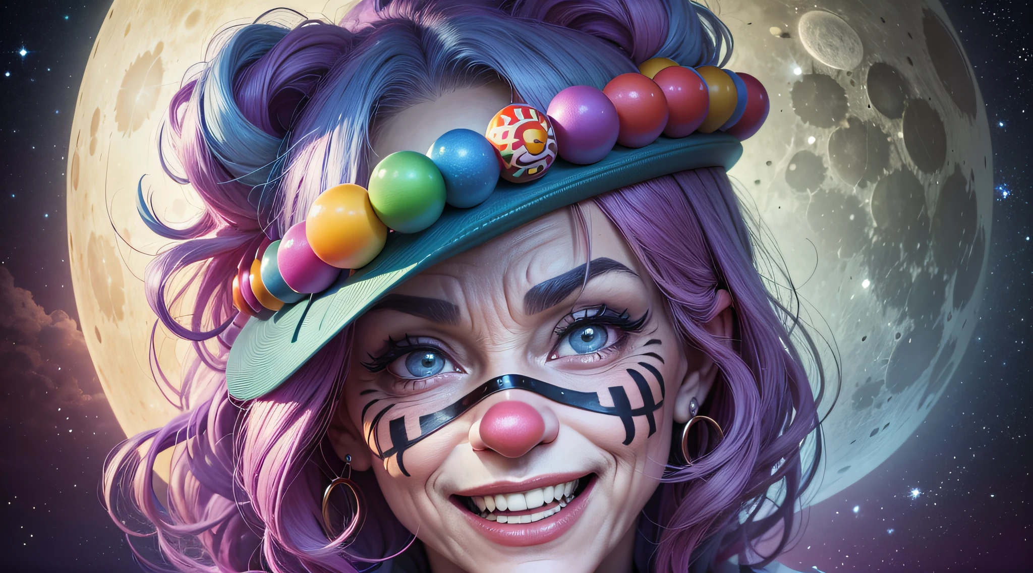 (masterpiece, 4k resolution, ultra-realistic, very detailed, man 50 years) (full moon, dream environment) A CLOWN IS CARICATURING WELL-KNOWN PERSONALITIES This Symbol depicts a situation of someone being light, enjoying life and taking on the attributes of others in order to entertain and amuse those around them. It is said that laughing is the best medicine and employing fun and a light attitude can be useful tools for relaxing and getting things back on track. However, maybe someone isn't "being real," wearing masks to hide what's really going on in their life. It can be fun to look at life from an objective point of view and caricaturing others can make us laugh at the seriousness of life. Or, perhaps, someone is playing the fool when the situation really needs a more serious response. This degree often shows the ability to take on the personas of others --auto --s2