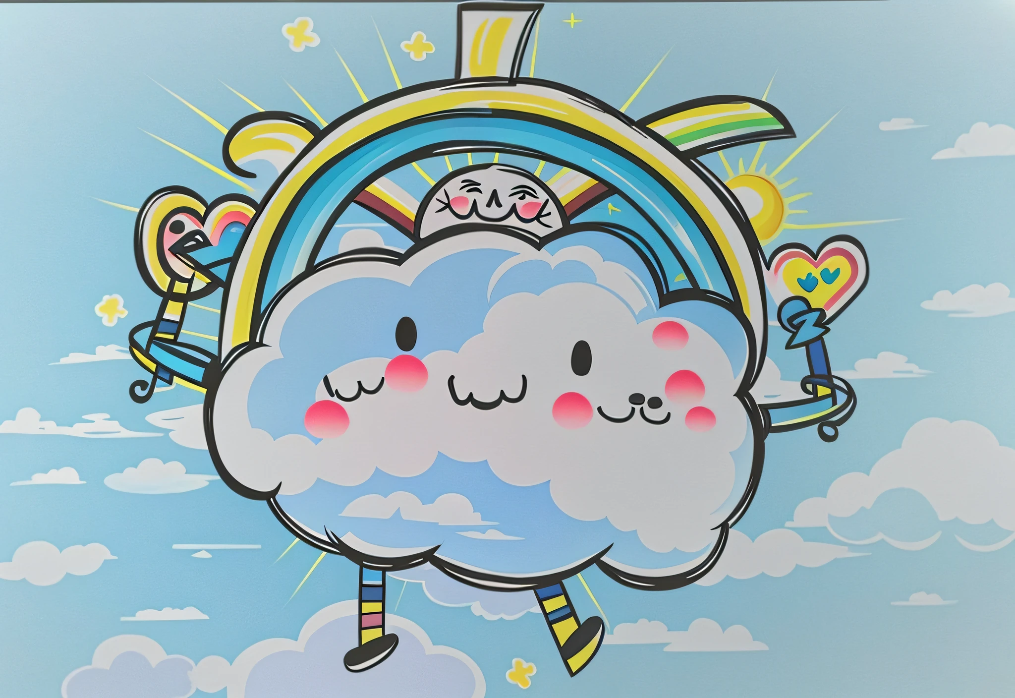 There is only one smiley face and two blush on the cloud, the brightness is increased, the exposure is improved, and the picture is cleaner and brighter