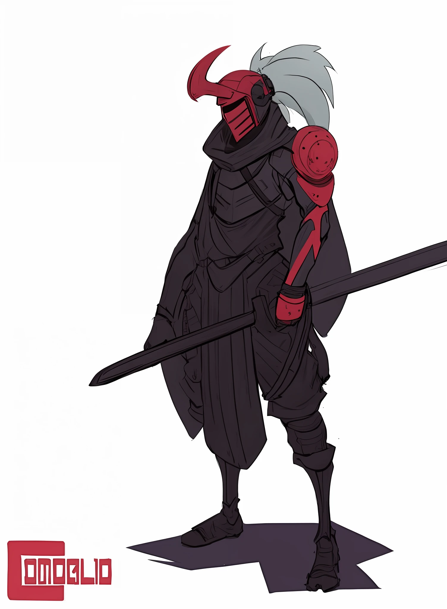 The helmet fully covers the face and it is red