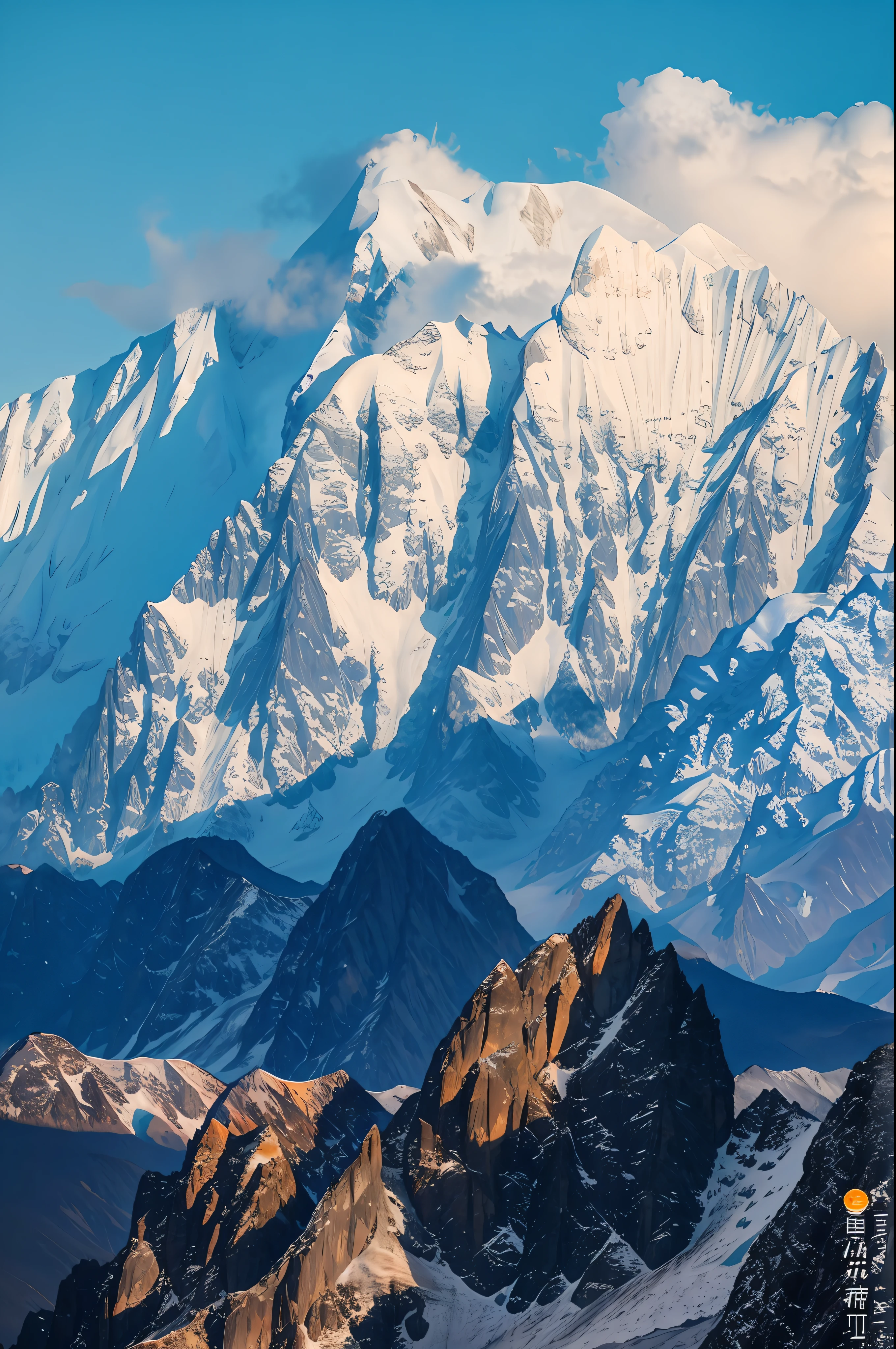 Real world, covered by snowy mountains, breathtaking snow-capped mountain landscape, mountain surface with more fine, clear rock textures, mountains, high mountains in the background, snow-capped mountains, spectacular mountains, breathtaking mountains, icebergs behind, snowy mountains, snowy mountains, mountains in the background, clouds floating on the mountains, light shining from the left, huge mountains, mountains, beautiful mountains, huge majestic mountains, high mountains on the horizon, ultra high-definition, accuracy, ultra-detail, Award-winning, high quality, best quality, high detail, anatomically correct, detail, accuracy,