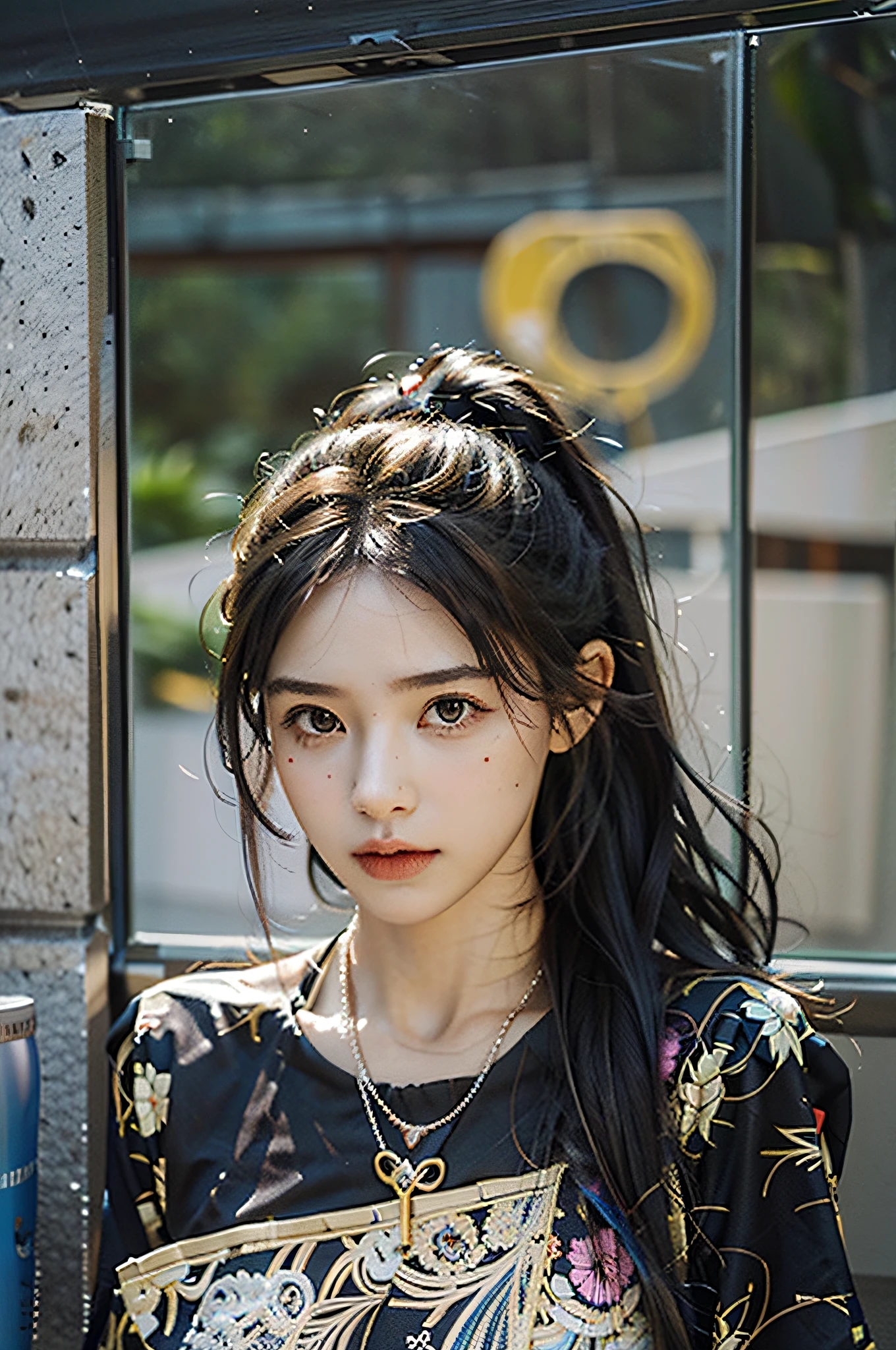 ultra hd, retina, masterpiece, anatomically correct, textured skin, super detail, high detail, high quality, high quality, award-winning, (realistic: 1.7), (best quality), (super high resolution), (realistic: 1.6), realistic, (surreal: 1.2), (realistic face: 1.2), (8k), (4k), (masterpiece), (realistic skin texture), a girl, daytime, skirt, high heels, multicolored hair