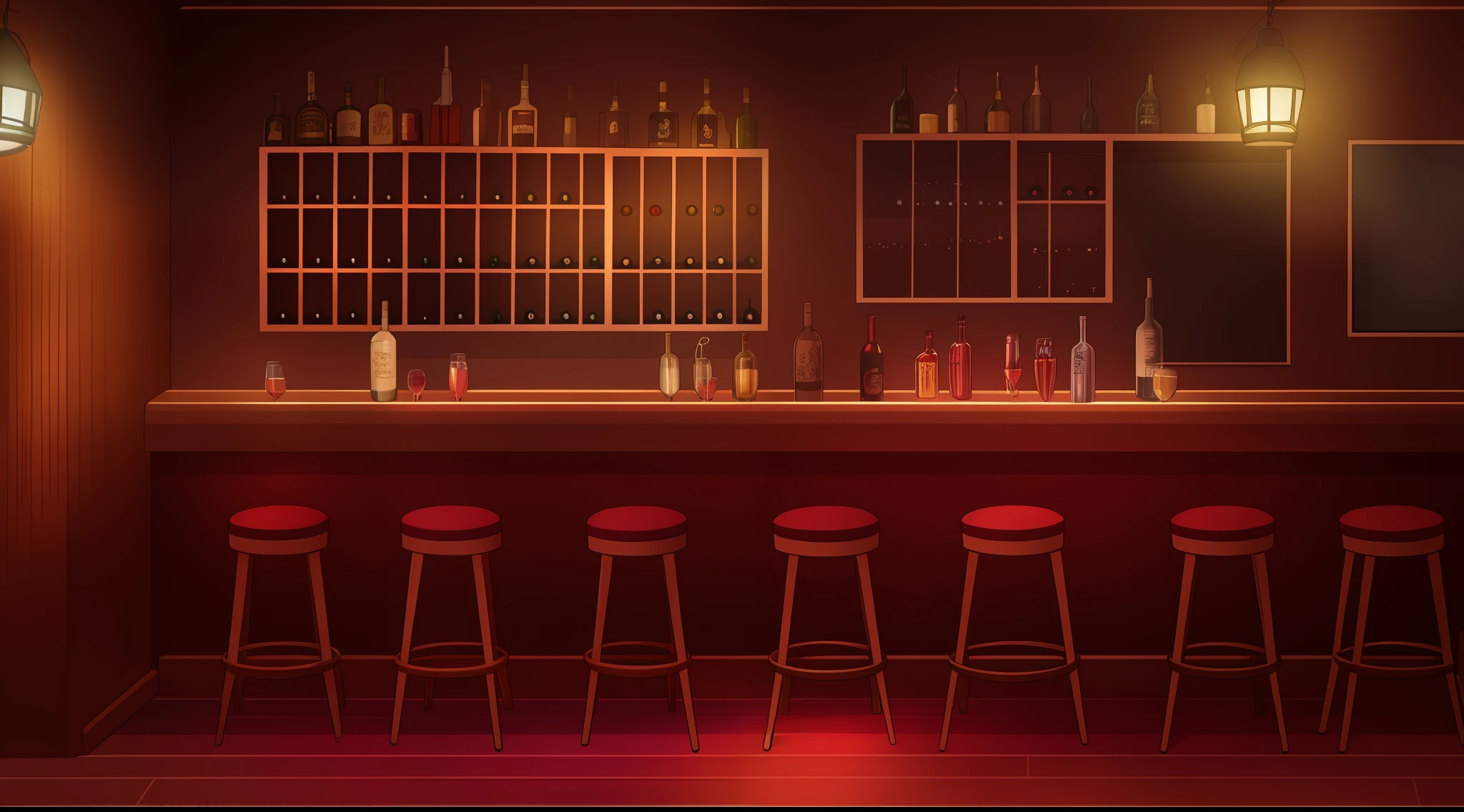 Bar, bar with a glass of wine, gorgeous lighting, high quality