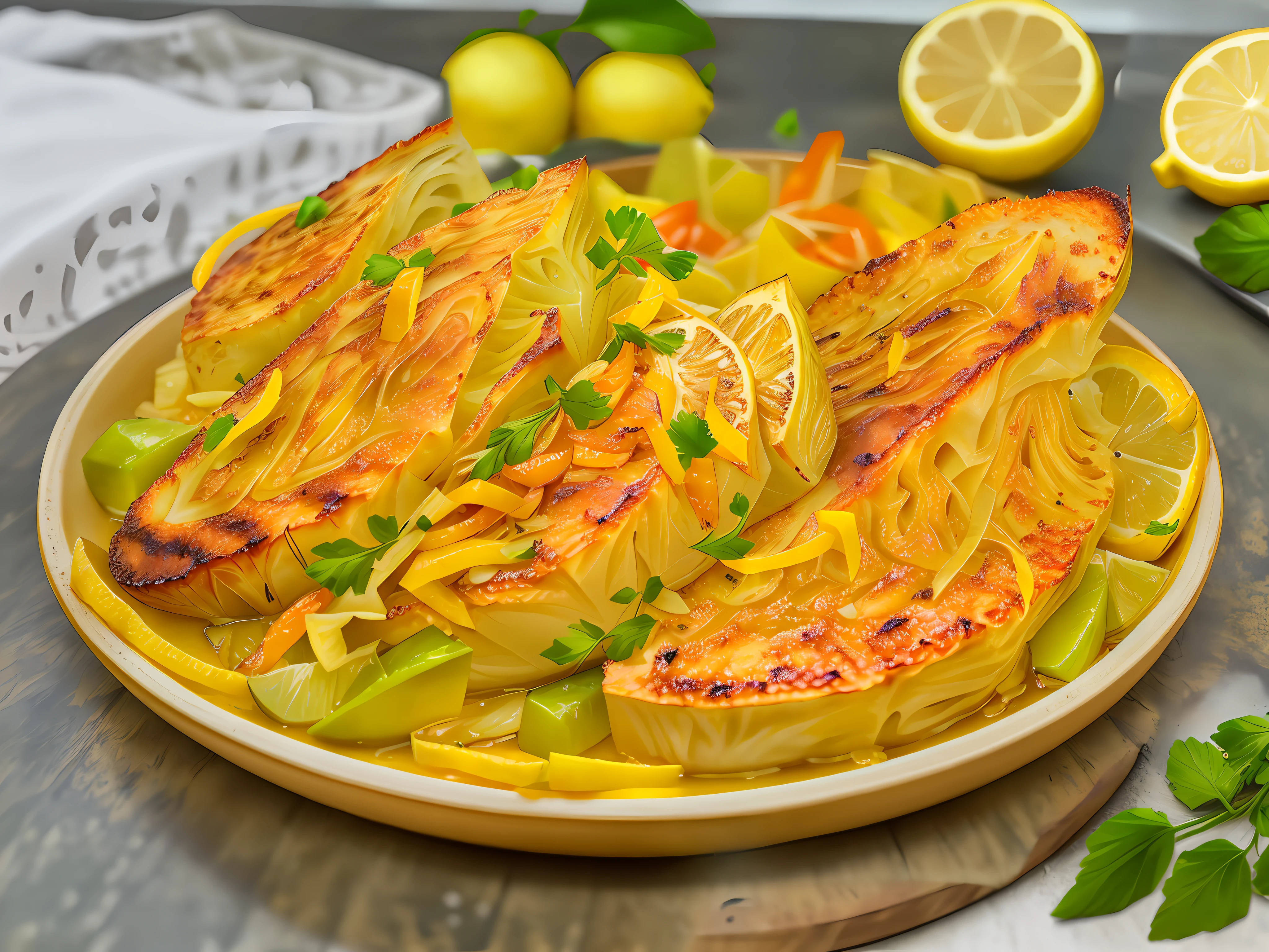 Roasted young cabbage with lemon