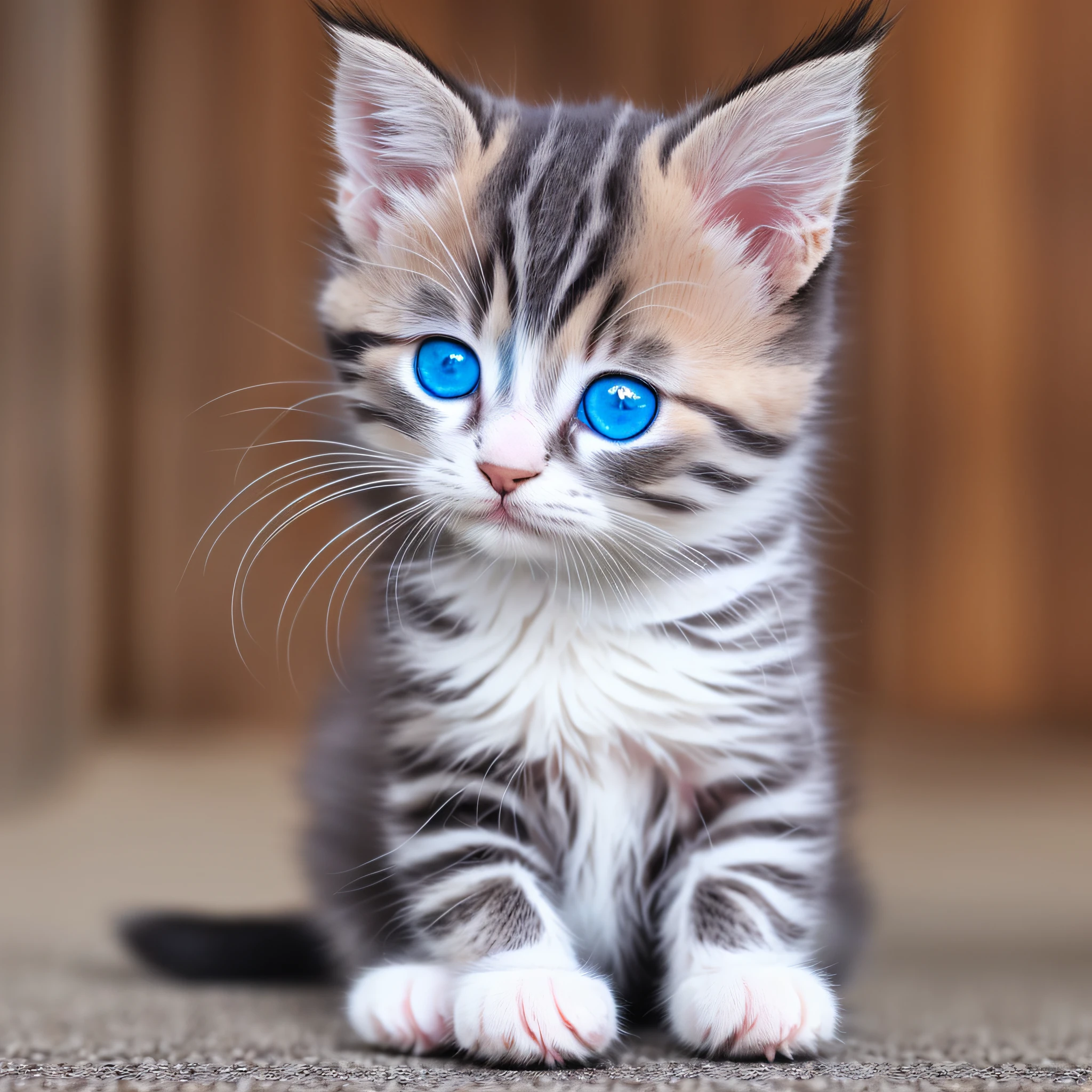 Create an image of a cute kitten with blue eye, high resolution --auto --s2