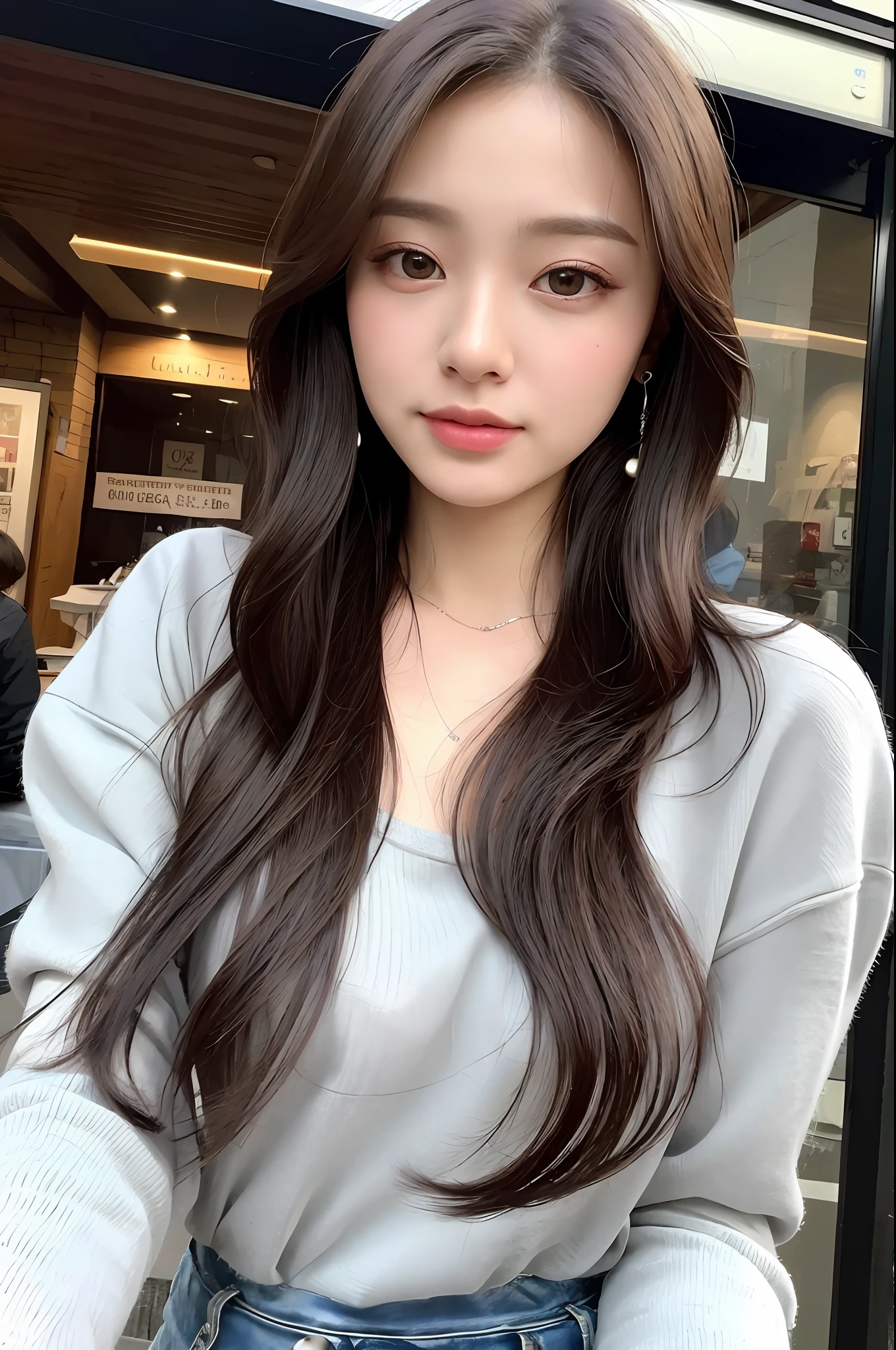 (8k, RAW photos, top quality, masterpiece: 1.2), ultra detailed, super resolution, (real, real photos: 1.37), portraits, high definition RAW color photos, professional photos, very detailed and beautiful, highly detailed, 8k wallpapers, amazing details, huge file size, official art, highly detailed CG Unity 8k wallpapers, highly detailed beautiful girls, highly detailed faces Highly detailed eyes, highly detailed skin, highly detailed fingers, highly detailed nose, highly detailed detailed mouth, perfect anatomy, highly detailed background, highly detailed clothing, one girl, (18:1.2), , cute girl, famous Japan idol, cute, realistic body, petite, white skin, radiant skin, slim body, handsome body, smile, cute, youthful, pretty face, realistic face, delicate eyes, sagging eyes, skirt, earrings, camera gaze, cowboy shot, front facing, standing figure, contrappost, high street, public, crowd, dynamic lighting,