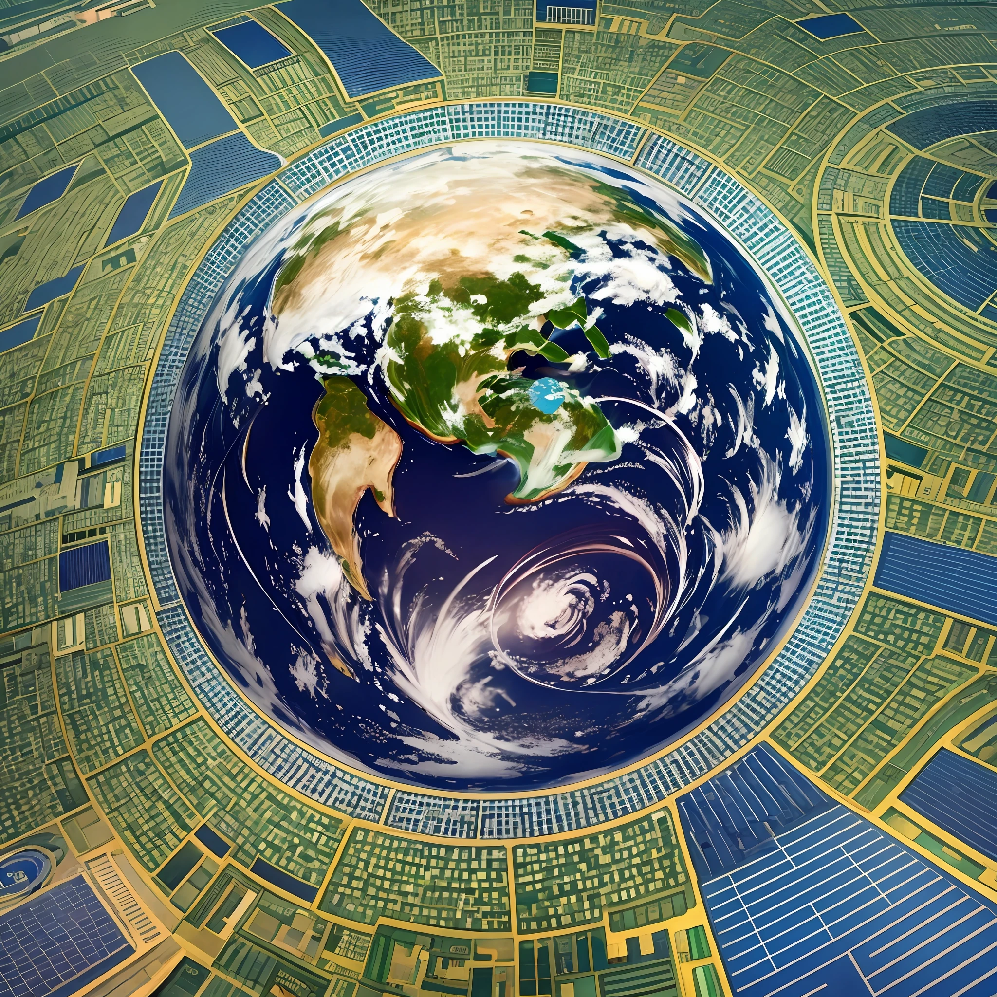 , ilustration, earth, many people on surface, feeding --auto --s2