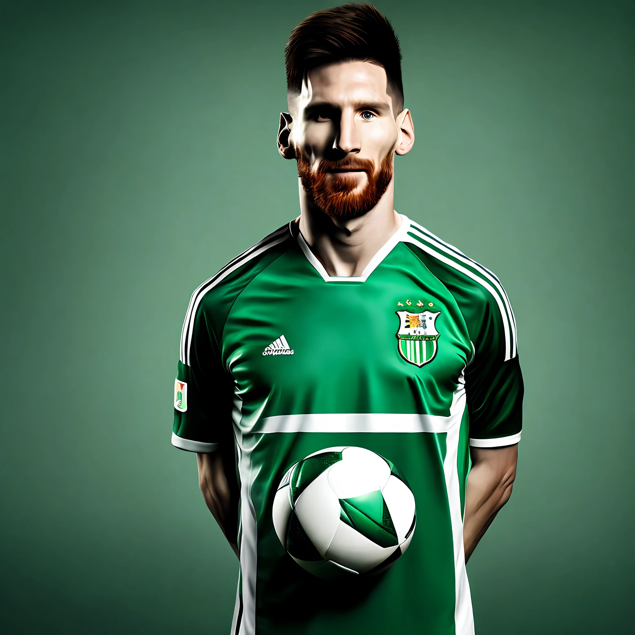 Messi with the football shirt of the palmeiras team