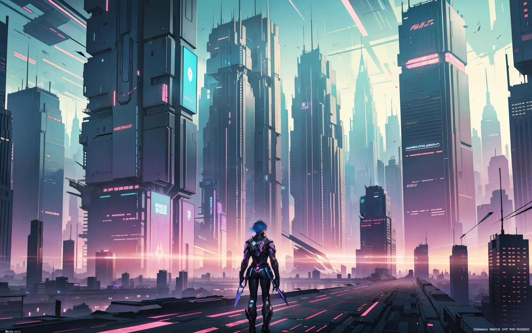 Cyberpunk, broken, parallel perspective, there is a picture of a tech future city, cyberpunk, broken, with a lot of glass, there is a horizontal very wide glass transparent tech road background, brilliant bright background, arena background, game background, exaggerated futuristic sci-fi background, cartoon style