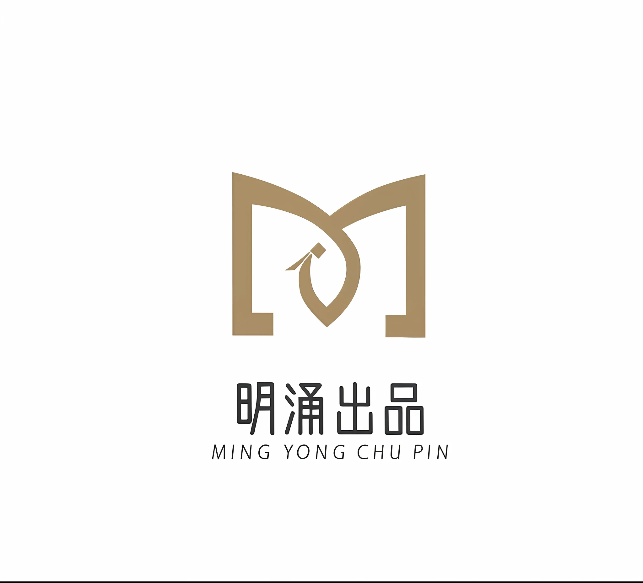 A logo called Ming Chung, simple logo design, simple logo, logo concept design, white background, gold logo, highlight the sense of technology