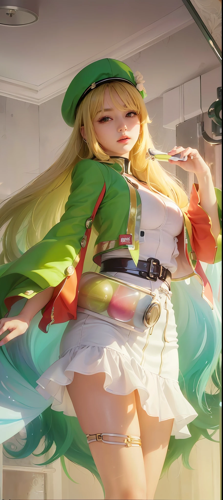 (8k, RAW photo, photorealistic:1.25) ,( lipgloss, eyelashes, gloss-face, glossy skin, best quality, ultra highres, depth of field, chromatic aberration, caustics, Broad lighting, natural shading,Kpop idol) looking at viewer with a serene and goddess-like happiness, big breast (big boobs), closed mouth