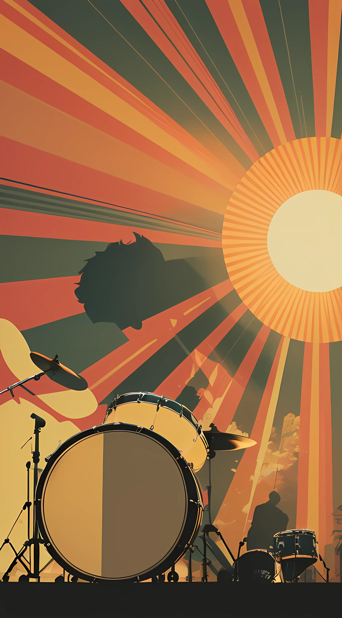 ((Masterpiece, best quality)), drum kit, boy, bust, clear fingers, sun, sunlight, light and shadow, layered, 8k, tourism illustration, illustration design --auto --s2