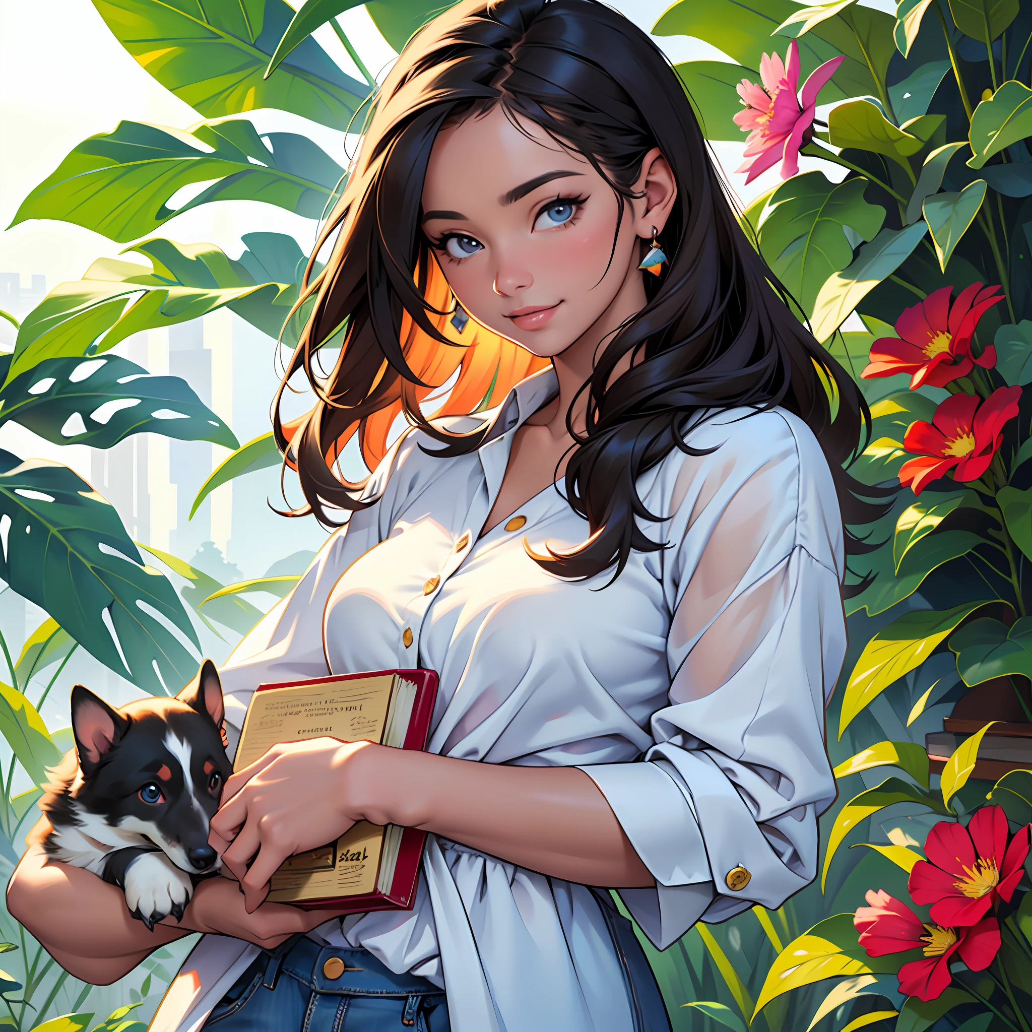 Cute puppy. Beautiful puppy. Adorable puppy. Cute cat. Cute toucan. gorgeous toucan.hummingbirds Gorgeous flower. Realistic Hummingbird beautiful. Portrait of a woman in a white dress, holding a book with delicate hands, expressing beauty and strength. Detailed portrait of an indigenous woman in cartoon style, with beautiful eyes, quick brushstrokes and vibrant colors. Cute puppy. Beautiful puppy. Masterpiece of a cute puppy, with red and white fur. Italian girl posing, detailed face, dark hair, athletic body, wearing red flannel and jeans. Soft hair, happy smile, cute Italian.