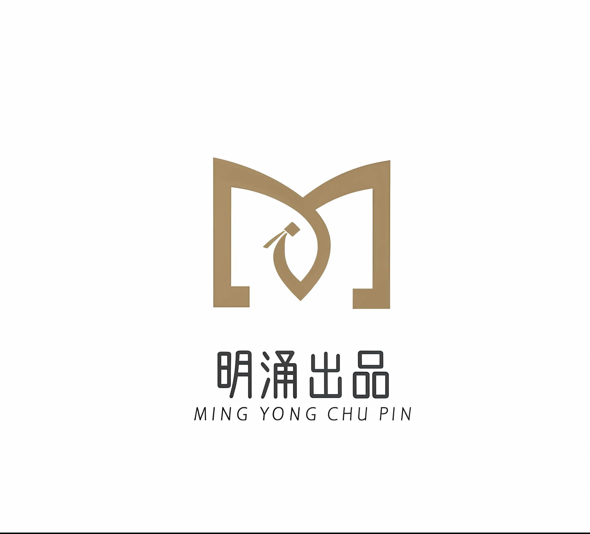 A logo called Ming Chung, simple logo design, simple logo, logo concept design, white background, gold logo, highlight the sense of technology