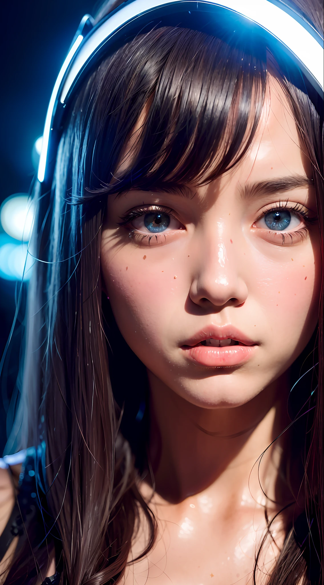 (best quality, masterpiece1.2), (detailed eye:1.2), complex detail, depth of field, 1girl, city, cyberpunk, neon, neon lights, night, moon,