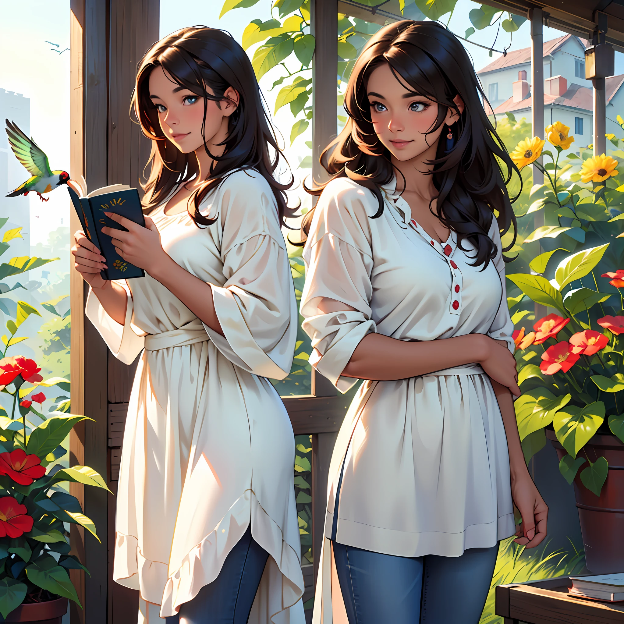 Cute puppy. Beautiful puppy. Adorable puppy. Cute cat. Cute toucan. gorgeous toucan.hummingbirds Gorgeous flower. Realistic Hummingbird beautiful. Portrait of a woman in a white dress, holding a book with delicate hands, expressing beauty and strength. Detailed portrait of an indigenous woman in cartoon style, with beautiful eyes, quick brushstrokes and vibrant colors. Cute puppy. Beautiful puppy. Masterpiece of a cute puppy, with red and white fur. Italian girl posing, detailed face, dark hair, athletic body, wearing red flannel and jeans. Soft hair, happy smile, Italian fof