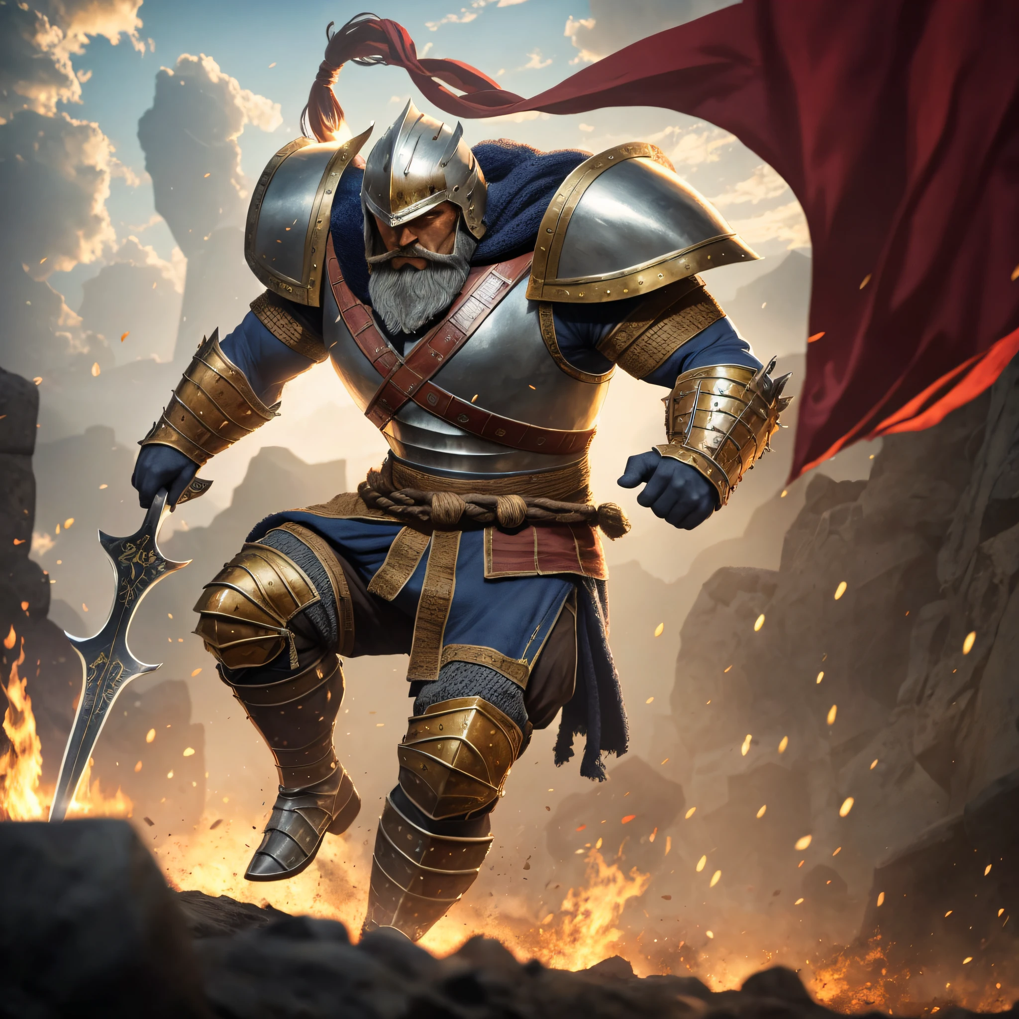 medieval warrior, front view, full-body view, bearded and strong, in the fighting arena, cinematic lighting, volumetric lighting, ultra high definition, 8k, detailed --auto --s2
