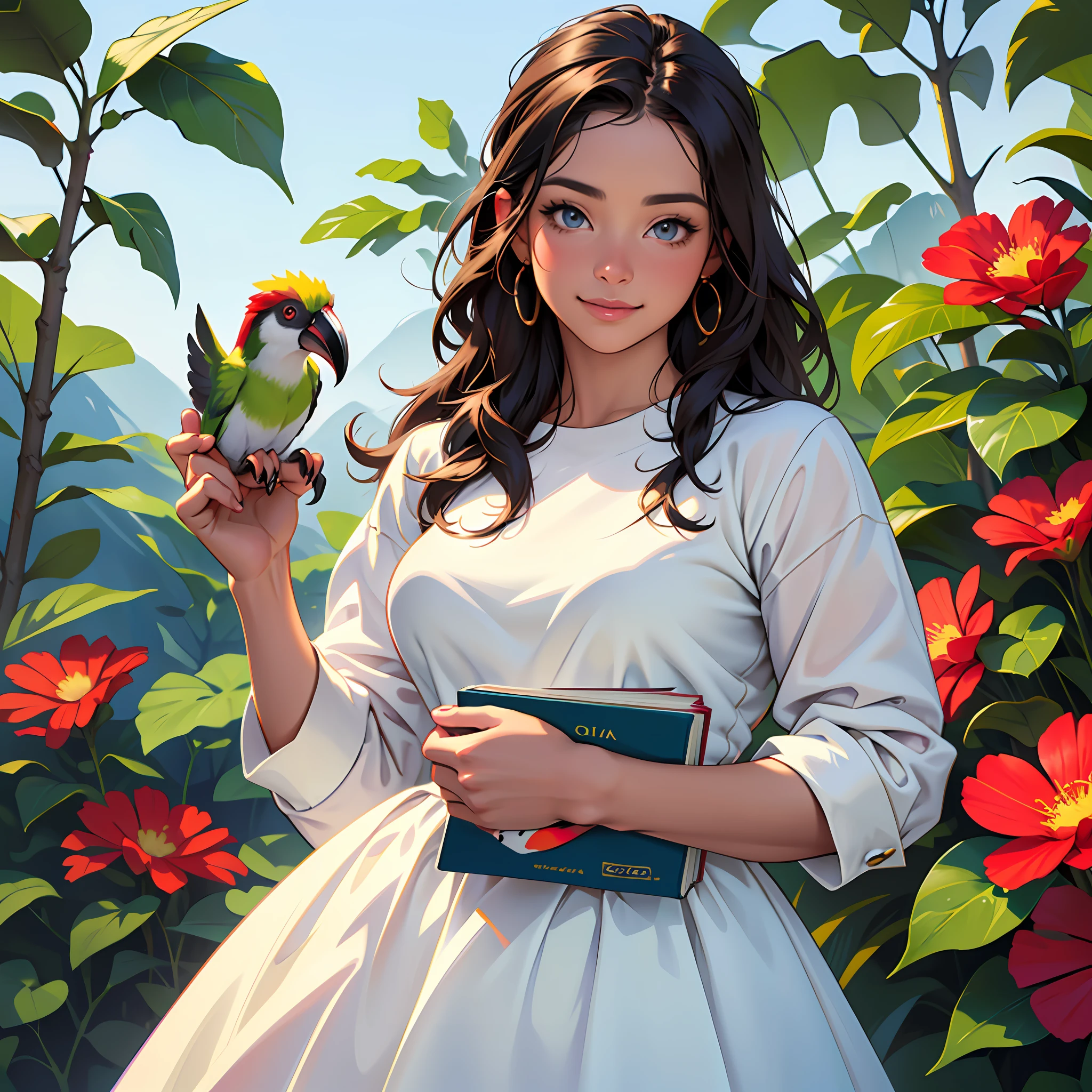 Cute puppy. Beautiful puppy. Adorable puppy. Cute cat. Cute toucan. gorgeous toucan.hummingbirds Gorgeous flower. Realistic Hummingbird beautiful. Portrait of a woman in a white dress, holding a book with delicate hands, expressing beauty and strength. Detailed portrait of an indigenous woman in cartoon style, with beautiful eyes, quick brushstrokes and vibrant colors. Cute puppy. Beautiful puppy. Masterpiece of a cute puppy, with red and white fur. Italian girl posing, detailed face, dark hair, athletic body, wearing red flannel and jeans. Soft hair, happy smile, Italian fof