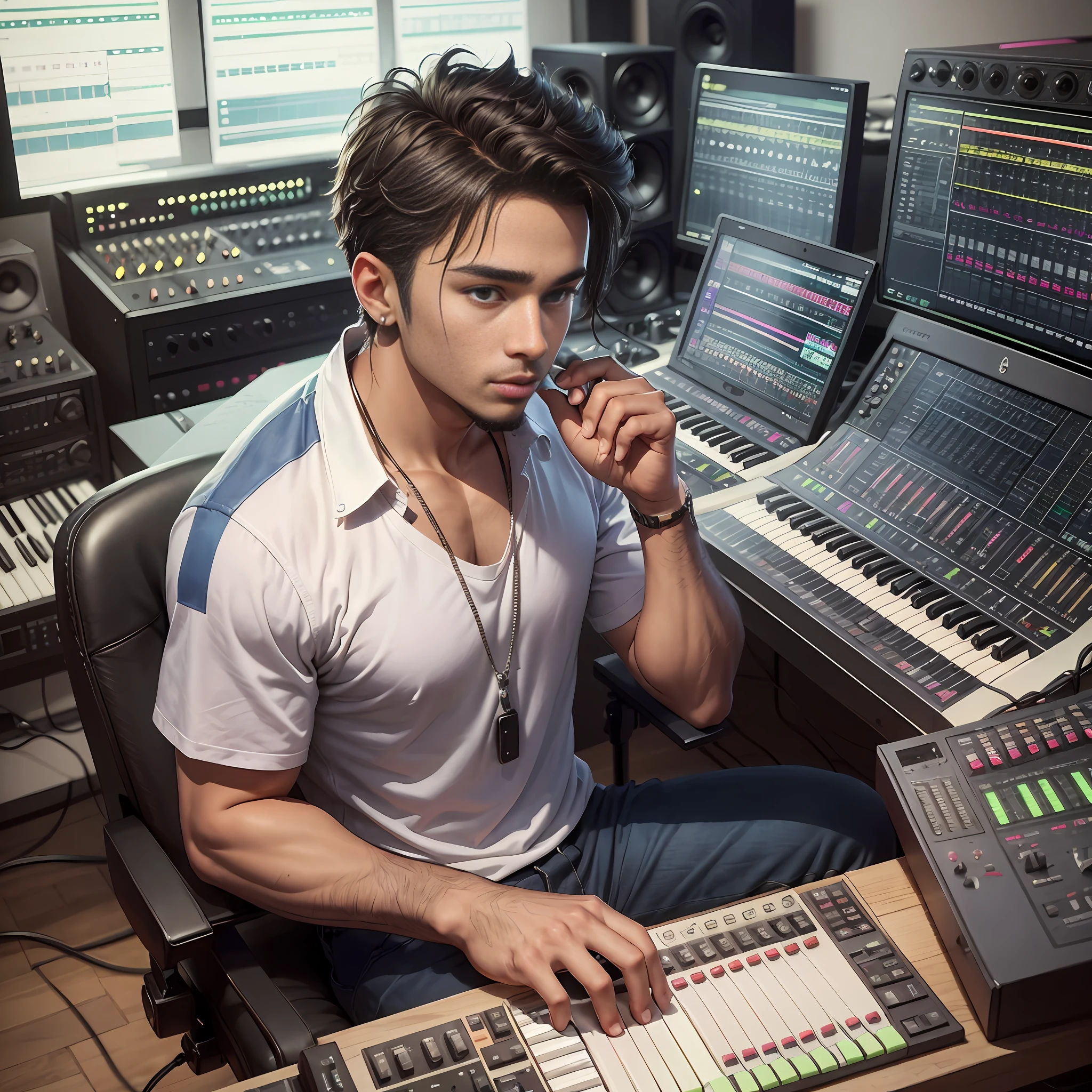 - The man operating a music studio, working hard with perfect, nimble hands to produce the next great musical sensation. When a young, talented singer walks into his studio, he knows he has something special on his hands and will do anything to help her become the next big star. --auto --s2