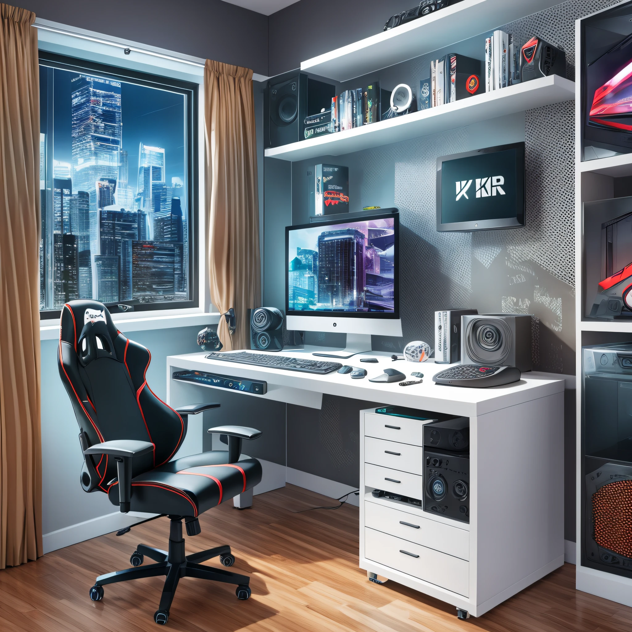 Gamer Room with Computer and Realistic Gamer Chair --s3 --auto --s2