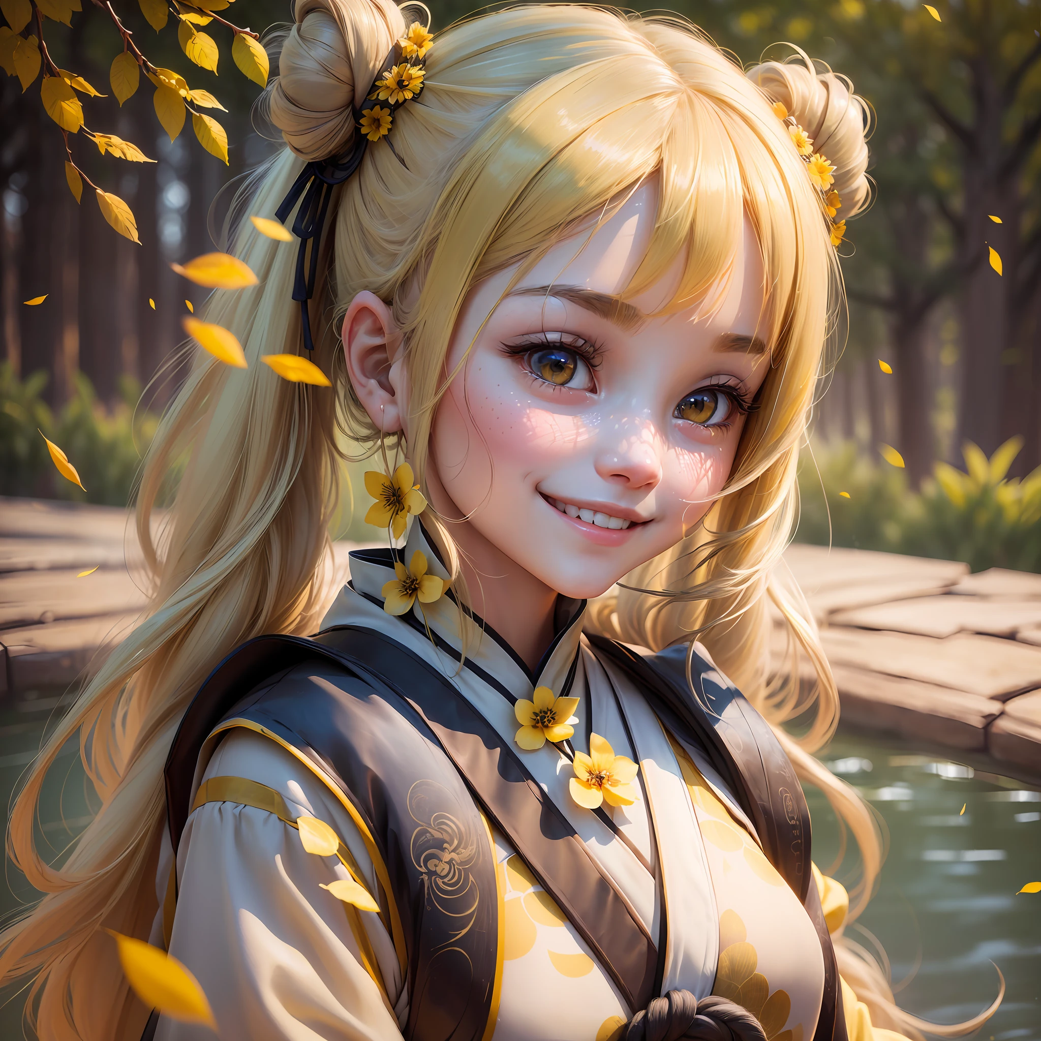 (ultra high res,photorealistic,realistic,best quality,photo-realistic),
(high detailed skin,visible pores),(real person,photograph),
(((yellow hanfu,chinese style))),realistic,simple background,upper body,
(8k, raw photo, best quality, masterpiece),(1 girl),photon mapping, radiosity, physically-based rendering,automatic white balance,(((haunting smile,long hair))),watery eyes,
(blush|cute and playful|adorable|skinny|thick bangs|beauty|twintail|hair bun,),(looking at viewer),(irises and pupils are rounded,the pupil reflects the surroundings,eyes are not the same size), --auto --s2