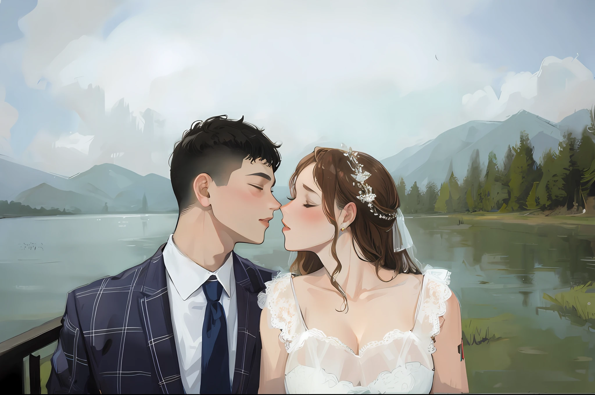 Masterpiece, a couple, kiss