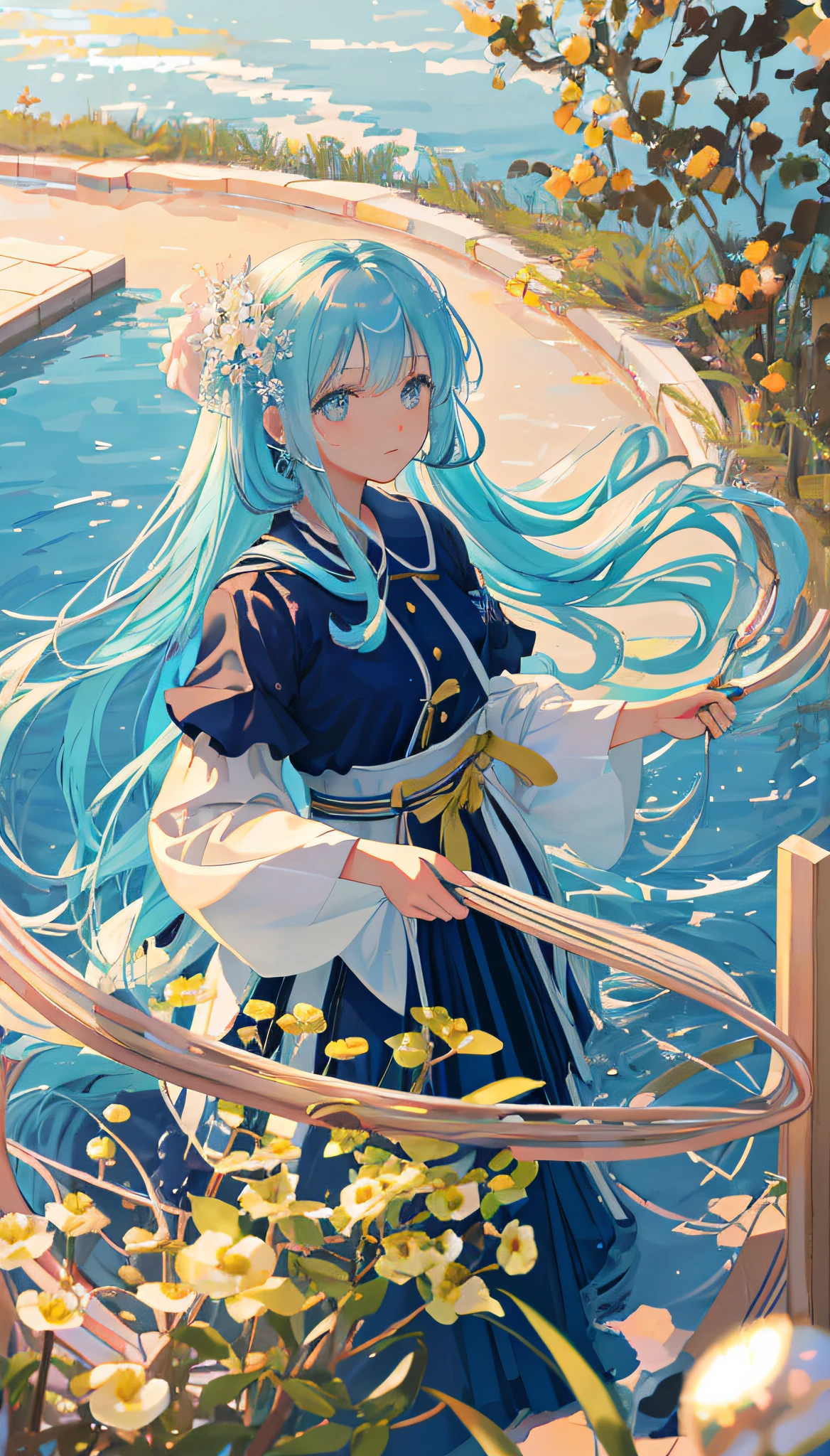 (masterpiece), (best quality), (ultra detailed),(disheveled hair),(illustration), (1girl), (Fashionable clothing), standing, Fashion model, looking at viewer, (interview), (simple background),beautiful detailed eyes, delicate beautiful face, Floating,(high saturation),(colorful splashes),colorful bubble,(shining), focus on face,  kamisato ayaka, light blue hair, bangs, hair ring, floating flowers, floating hairs.Girl, anime waifu, looking at viewer, highlydetailed, reflections transparent iridescent colors, long transparent iridescent RGB hair, artby Serafleur from artstation, thick acrylic，illustration on pixiv, waist up portrait, gorgeoussacred girl, best quality, ultra detailed,sad,clever,beautiful face , beautiful lighton black background, Character stvle renderedby Octane,