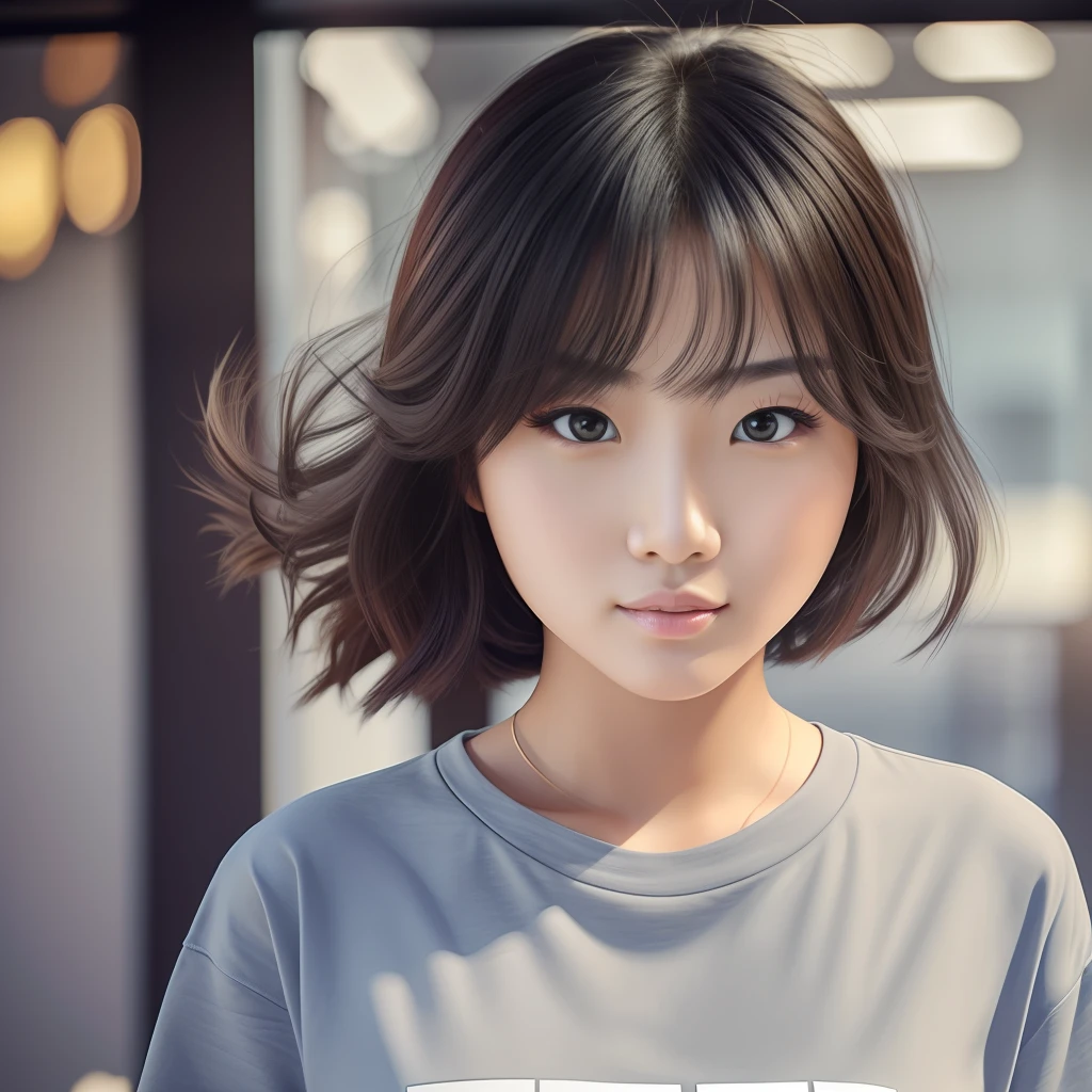 (masterpiece), best quality, expressive eyes, perfect face, asian female, medium hair, wearing t-shirt and sweatpants, first-person view, Fujifilm, f/1.8, ray tracing, blending, UHD, retina --auto --s2