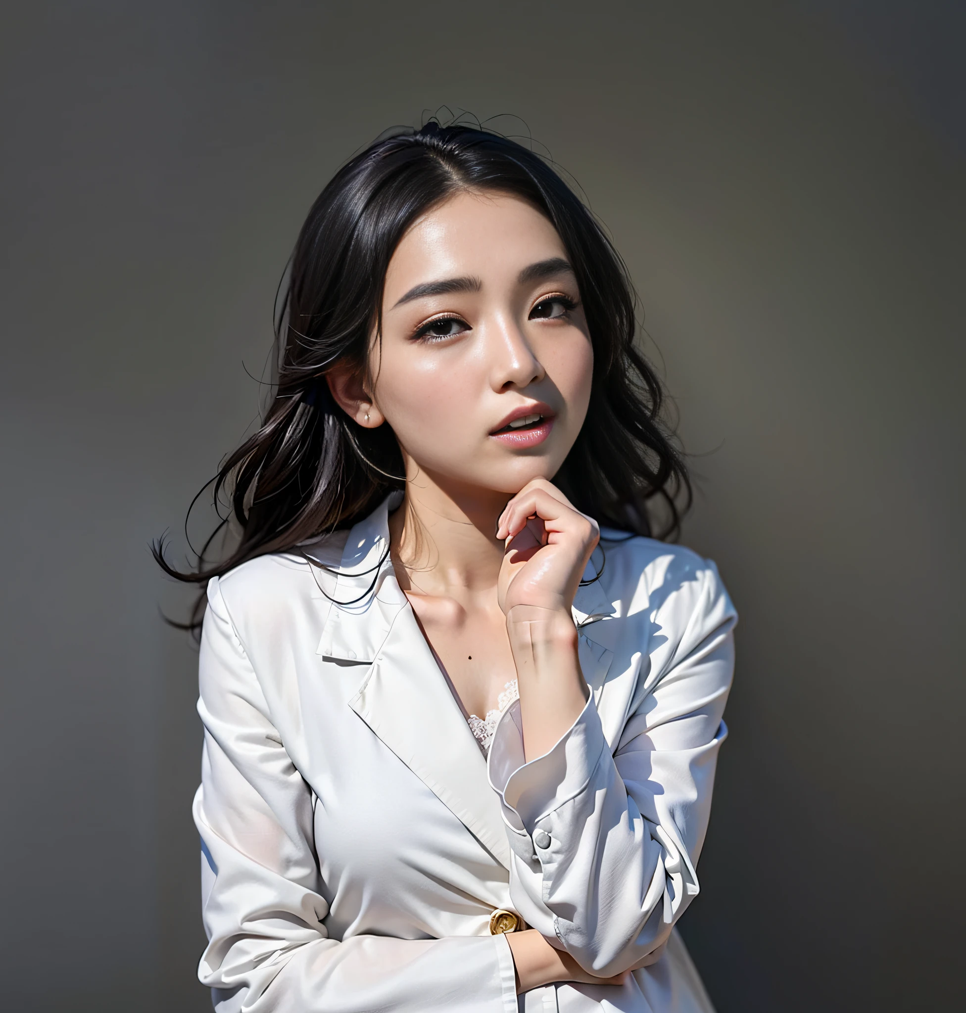 Woman in white shirt, close-up, beautiful and dignified, (1 female), Yingying smile, bright big eyes, white jacket, radiant, (Zhang Wansi: 1.1, Li Zixin: 1.05, Ye Wenfei: 1.03, Zhang Pengzhen:1.02, Lin Qifeng, Chen Xintong:1.02, Han Xue:1.05, Liu Chengyou, Wu Xisen:1.05, Zhang Xiaofan:1.02, Ling Yun, Wang Wei, Jin Yiwei, Xu Zhelong, Qiu Fang), background is (half-human height flower sea: 0.9), clear sky, The breeze blows, the extreme details are depicted, the colors are vivid, the life is lifelike, the beautiful colors and light and shadows are intertwined, and the static picture is full of dynamics.