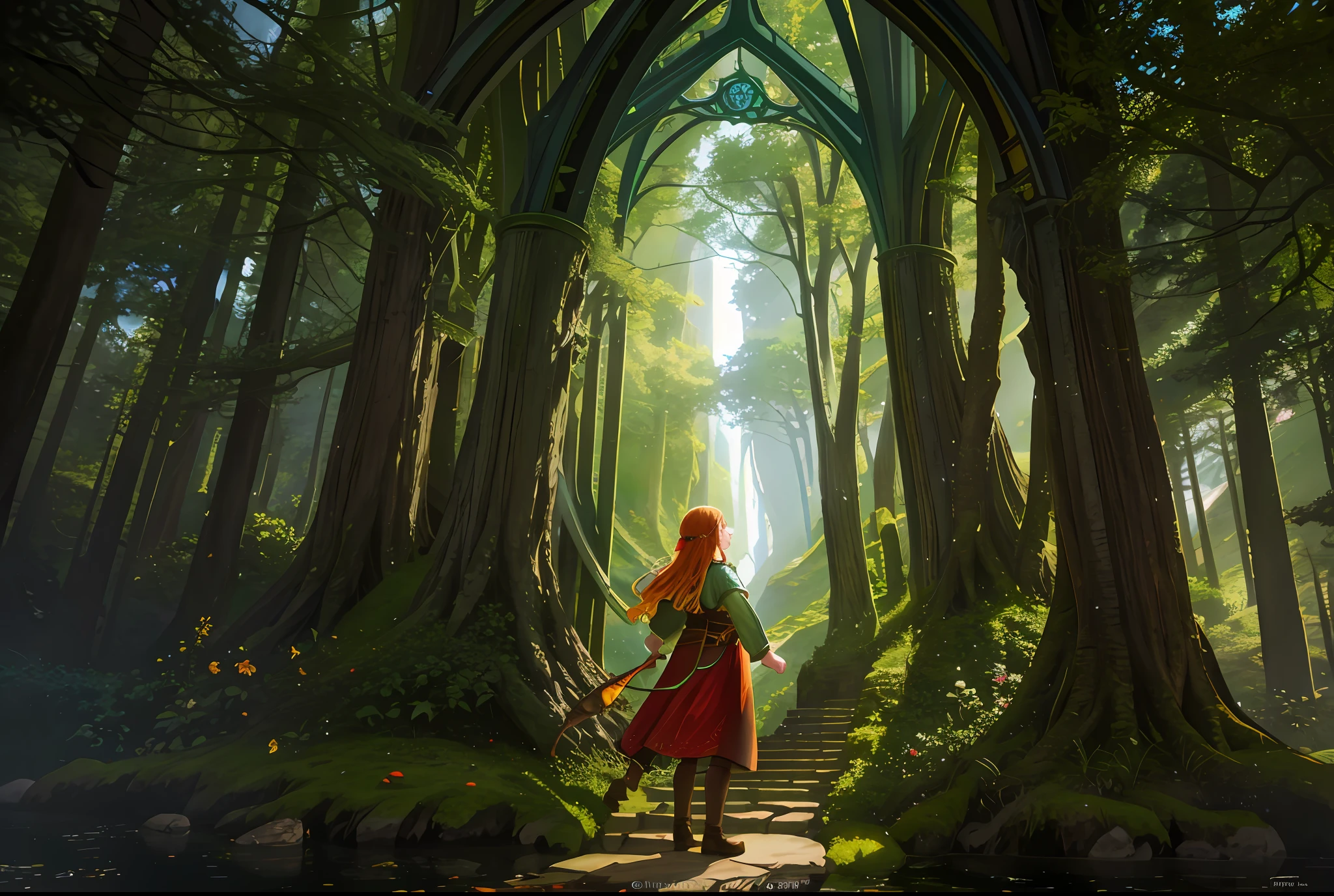 forest hobbit, fantasy, full of wonder and magic, curved bridges, stained glass windows, dramatic, ((abstract)), high octane render 8k, super detailed, realistic, super realistic, high quality, best, super detail, crazy detail, very detailed, photorealistic, epic composition, best quality, 32k --v 6