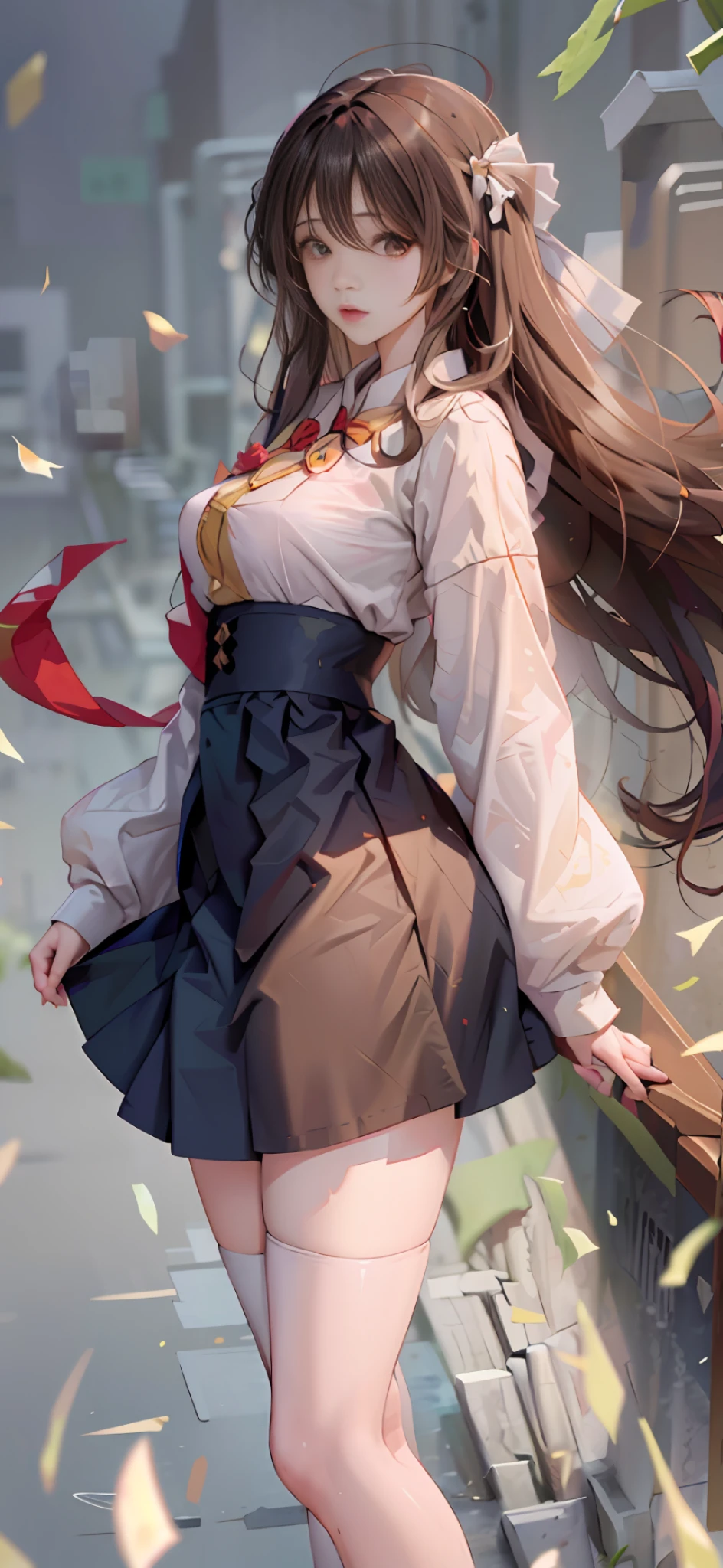 ((masterpiece, best_quality)), 1girl, (真实感:1.4), solo, white_background, black_hair, long_hair, zettai_ryouiki, skirt, ((full_body)),宽臀,细腰