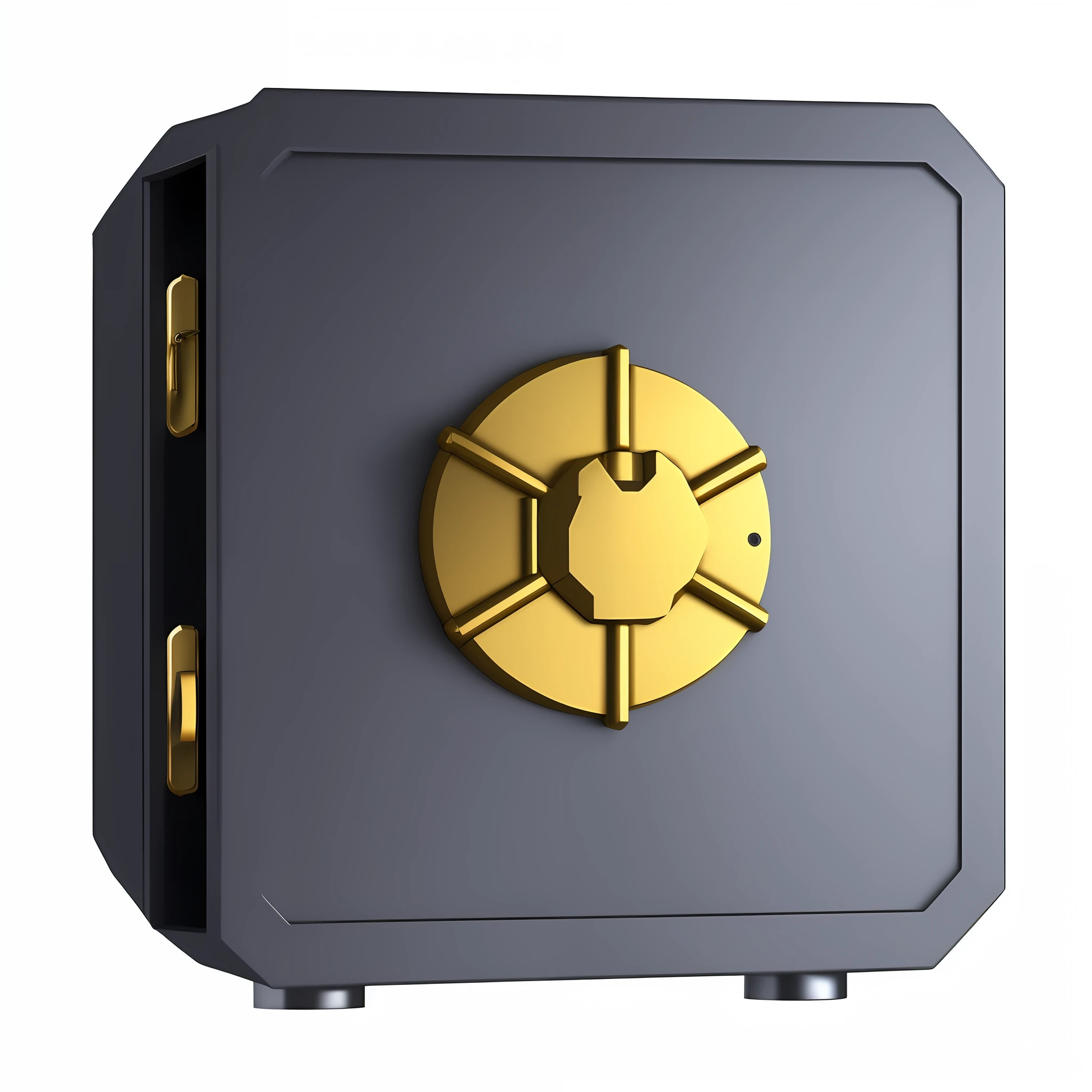 a close up of a metal safe box with a golden door, giant crypto vault, blockchain vault, 3 d icon for mobile game, open bank vault, open vault, depicted as a 3 d render, lock, rendered art, computer generated, rendered in keyshot, vault, asset on grey background, on black background, set in cyberpunk bank vault