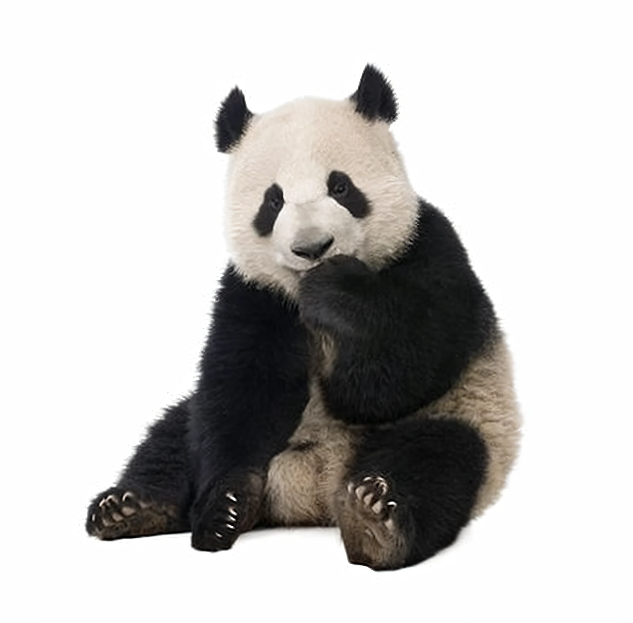 panda bear sitting on the ground with his paws crossed, a cute giant panda, cute panda, panda, panda panda panda, mu pan, tian zi, endangered, in a fighting pose, chinese, 4k -4, pet animal, stockphoto, cute animal, shutterstock, wwf, showing his paws to viewer, feng zhu |, pan ren wei --auto --s2