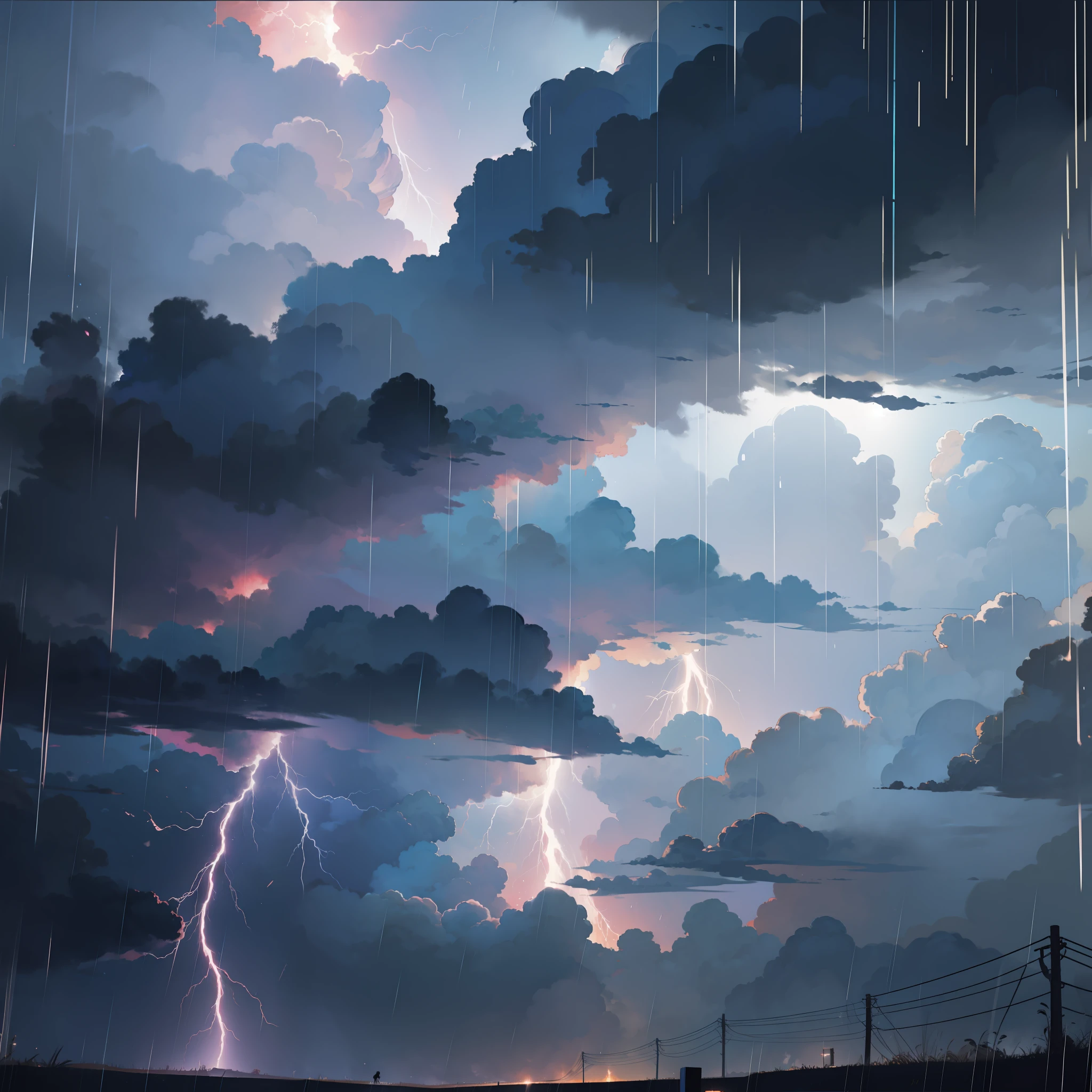 Wind, rain, lightning, dark clouds