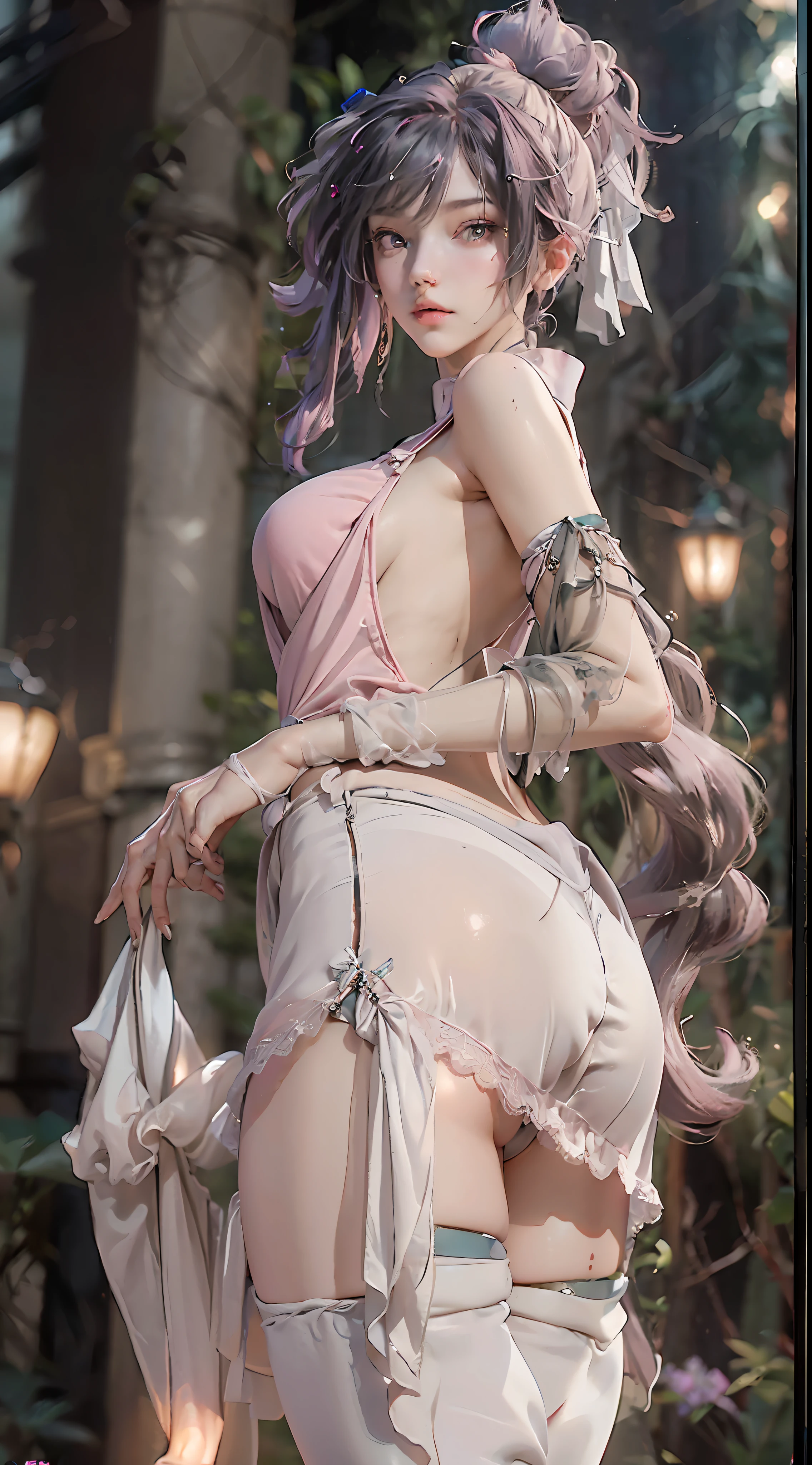 (Best Quality), ((Masterpiece), (Detail: 1.4), 3D, A Beautiful Cyberpunk Woman, HDR (High Dynamic Range), Ray Tracing, NVIDIA RTX, Super-Resolution, Unreal 5, Subsurface Scattering, PBR Textures, Post-Processing, Anisotropic Filtering, Depth of Field, Maximum Sharpness and Clarity, Multi-layer Textures, Albedo and Highlight Maps, Surface Shading, Accurate simulation of light-material interactions, perfect proportions, Octane Render, two-color light, large aperture, low ISO, white balance, rule of thirds, 8K RAW, big breasts, big breasts, big breasts, double breasts, breast augmentation, pants coming off, clothes slipping off, nudity, gray hair, long hair, long hair and waist, lace trim, transparent clothing, transparent clothes, coquettish, fat buttocks, full type, full body, fat buttocks, very large, thick legs, thighs, sexy charm, thong, no clothes, miniskirt, big ass, upturned buttocks, Pouting ass, pouting, short clothes, short pants, transparent clothes, pink cute, pink tender, cute, exposed, exposed breasts, leaky groove, white tender, white tender, white, wet body, shy woman, large scale exposed, exposed, pouting ass pouting ass, ass ass, big breasts and big breasts, nude nudity, cute cute girl, cute lingerie, delicate woman, sexy, coquettish, coquettish, bare waist, backless outfit, fleshy