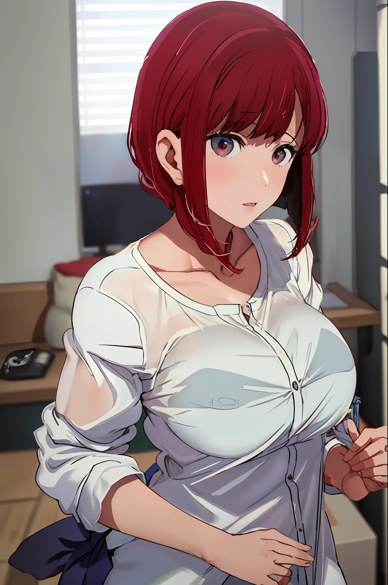 (Masterpiece, Top Quality, High Definition), Kana Arima (Oshinoko), Kana Kin, arima_kana, Solo, Shirt Big Tits Big Tits Big Tits