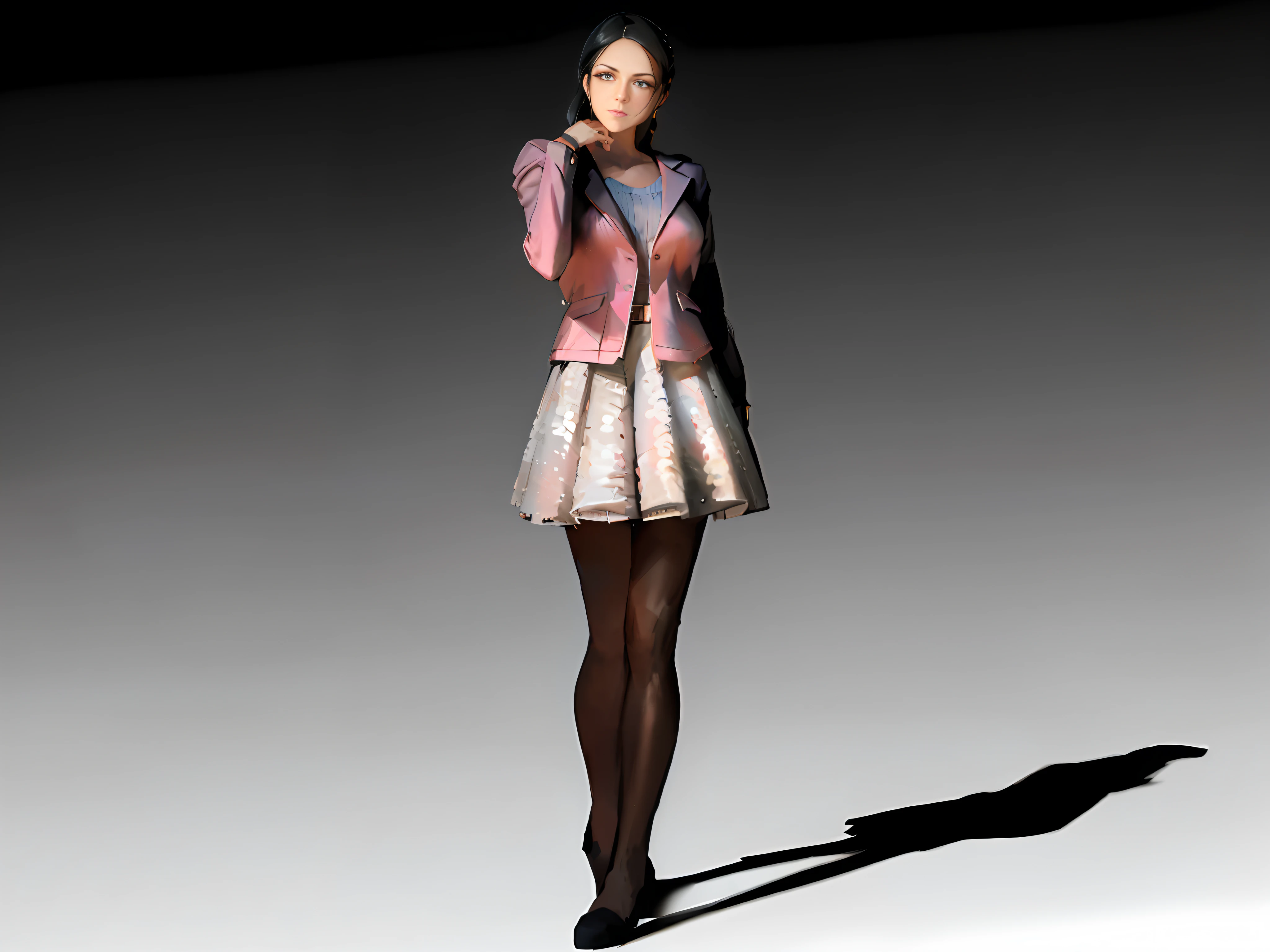 (long hair black hair, braid), maryms, top quality, (beauty), 1girl, physically based rendering, ultra high resolution, narrow waist, skinny, leonam, muscular, big blue eyes, long legs, jeans, leather belt, small breasts, puffy eyes, leather belt, (rainy city), shiny skin, facing person, winning posture,