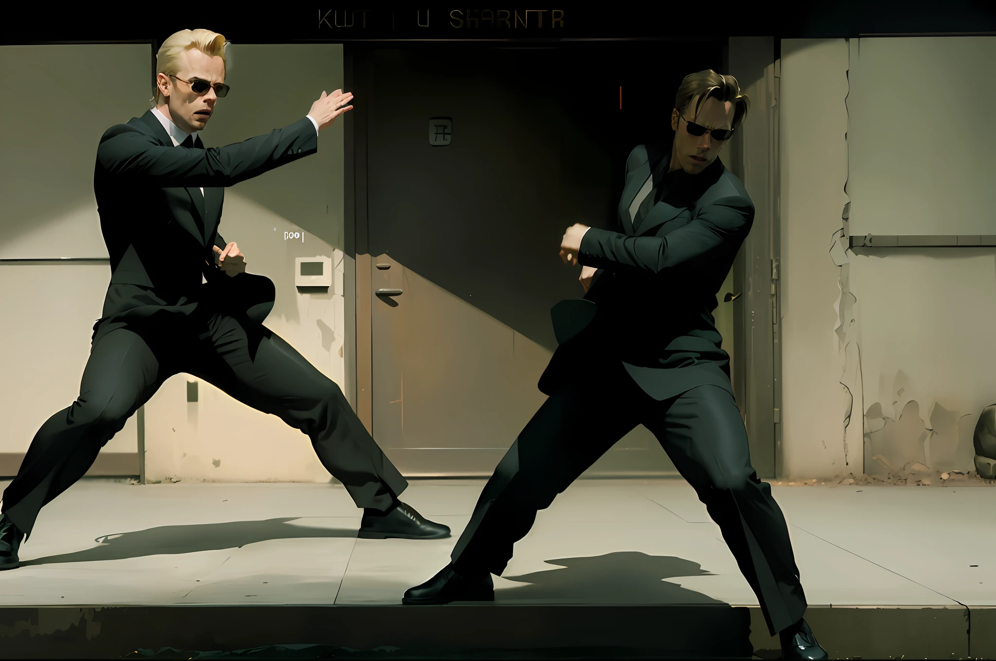 evil looking blond GUY PEARCE face, blond GUY PEARCE in a suit with square sunglasses close up, blond GUY PEARCE in a suit angry, blond GUY PEARCE in a suit with squared sunglasses, square sunglasses