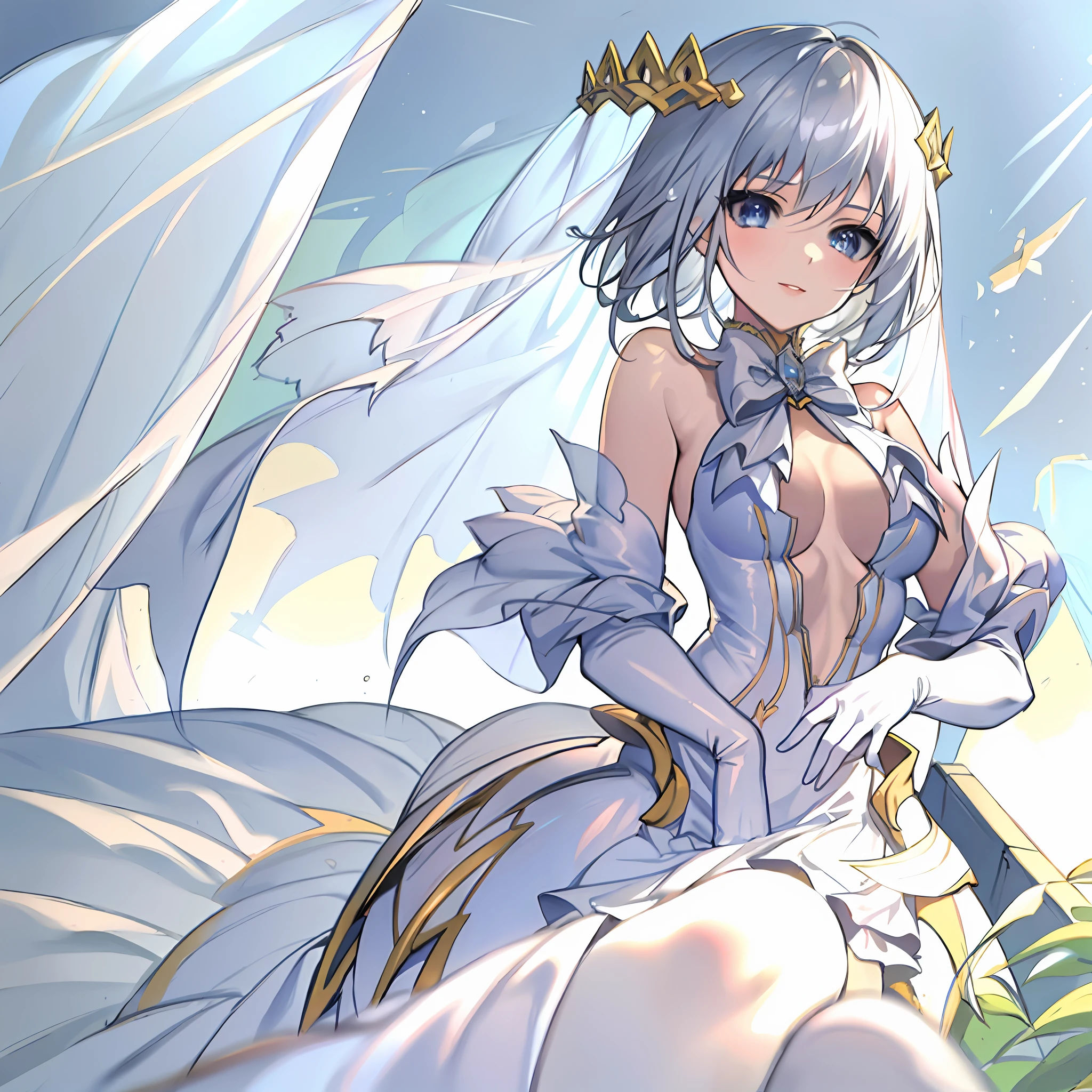 18 year old beautiful girl, masterpiece, best quality, 8K anime, detailed fingers, precise fingers, not unnatural hands, illustration, 1 girl, solo, silver hair bob cut