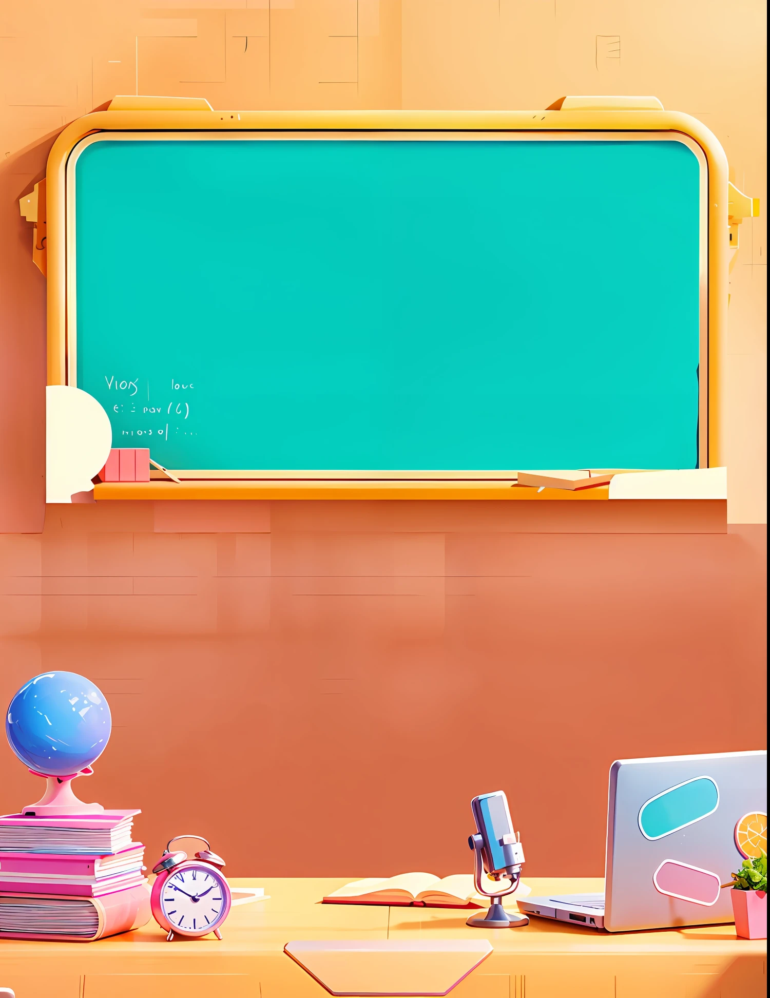 there is a desk with a laptop and a chalk board, classroom background, highschool background, background art, detailed school background, personal room background, basic background, blackboard in background, random background scene, background artwork, empty background, magic lab background, school classroom, blank background, solid background, clean background, workshop background, background(solid), classroom, phone background