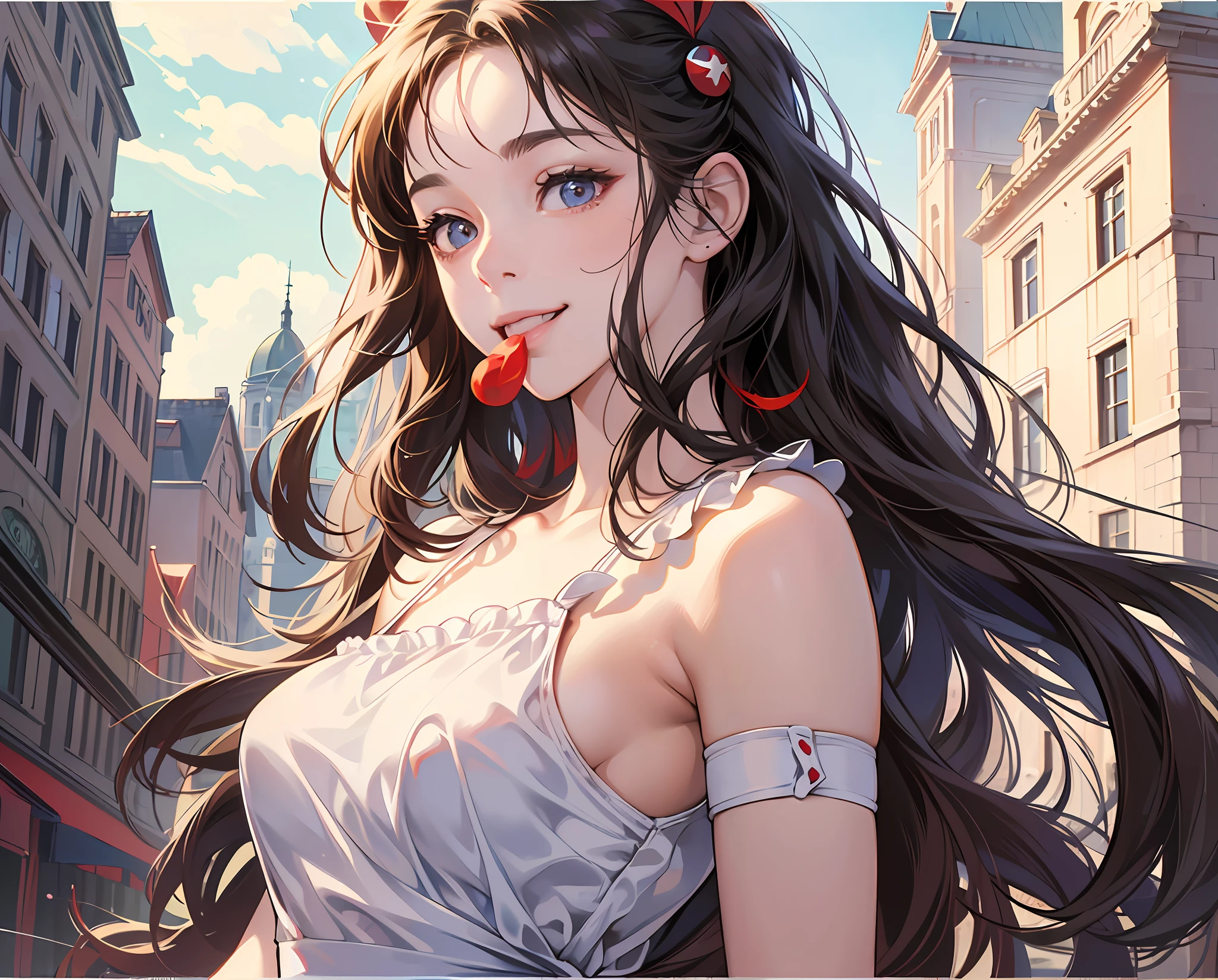 (8K, Best Quality, Masterpiece: 1.2), (Realistic, Photorealistic: 1.37), Super Detail, 1 Girl, Pretty, Solo, (Red Nose), (Smile: 1.15), (Mouth Closed) ) small breasts, beautiful eyes, (long hair: 1.2), floating hair Novafrog style, upper body --auto --s2