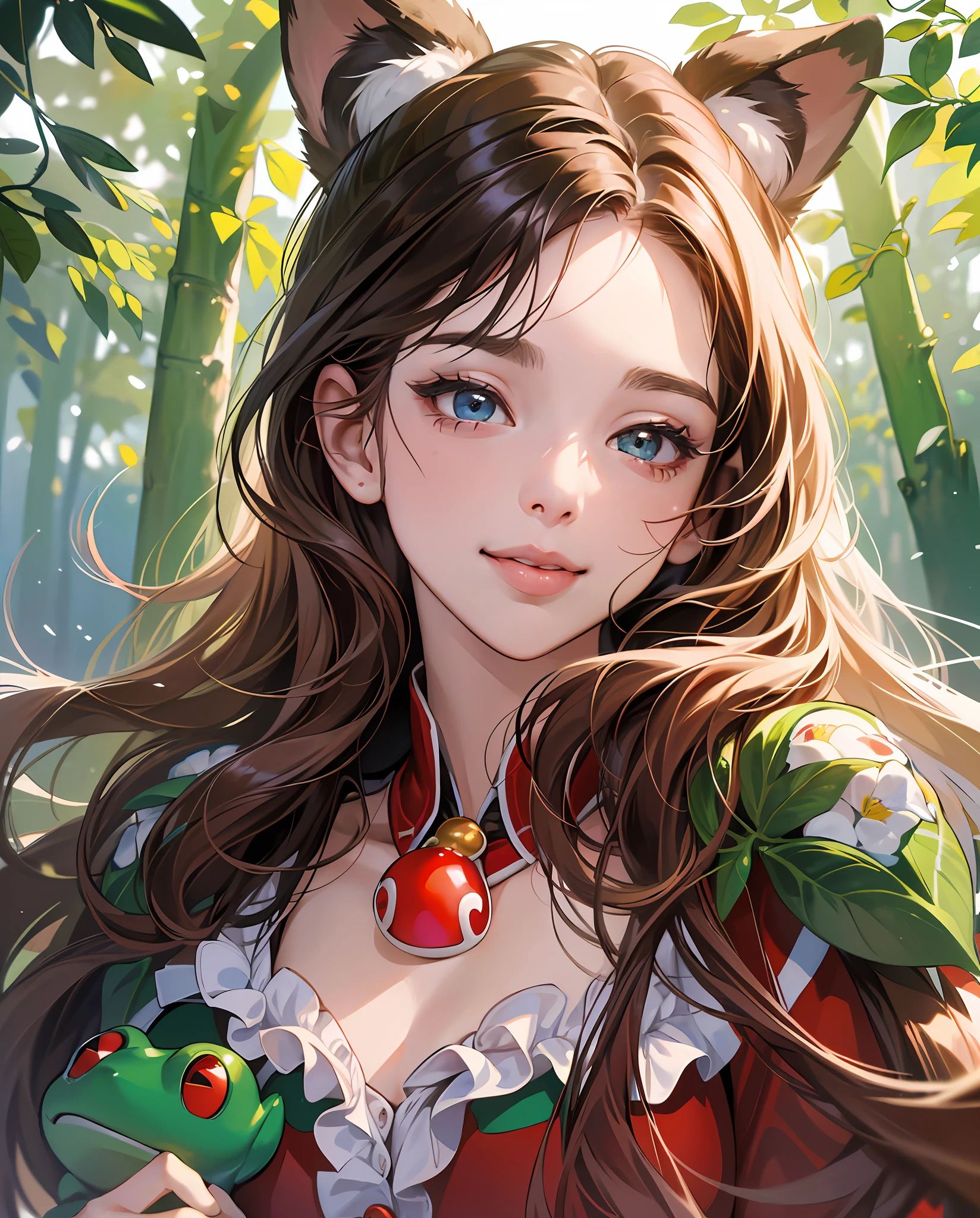 (8K, Best Quality, Masterpiece: 1.2), (Realistic, Photorealistic: 1.37), Super Detail, 1 Girl, Pretty, Solo, (Red Nose), (Smile: 1.15), (Mouth Closed) ) small breasts, beautiful eyes, (long hair: 1.2), floating hair Novafrog style, upper body --auto --s2