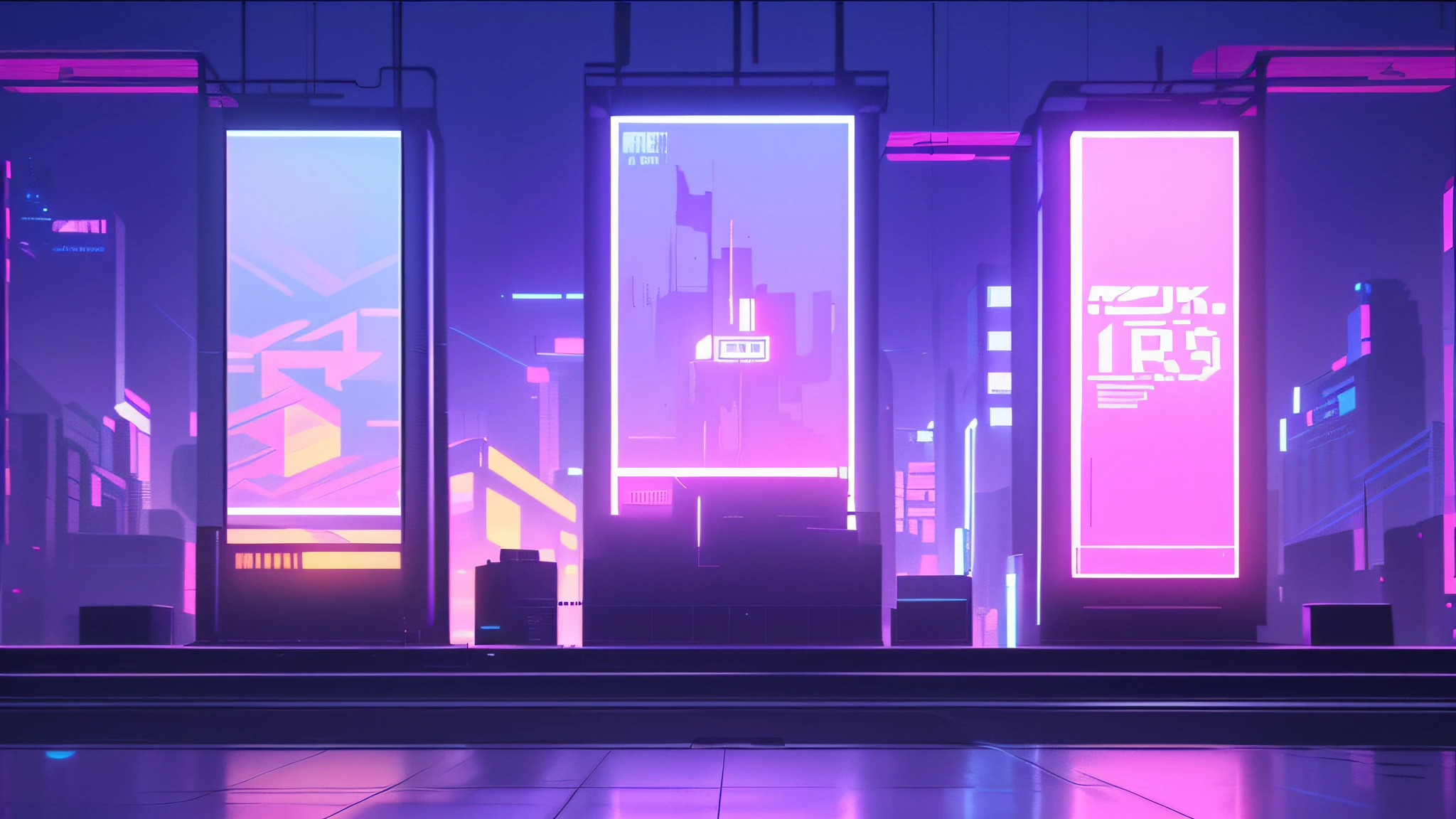 Ad big screen, Arstation and Beeple height, futuristic art style, Artgem and Beeple masterpieces, Beeple colors, cyberpunk art style, cyberpunk vibe, Beeple's style mix, 4 K resolution concept art, fantastic color cyberpunk colors, 4 K concept art, 4K concept art, detail and more