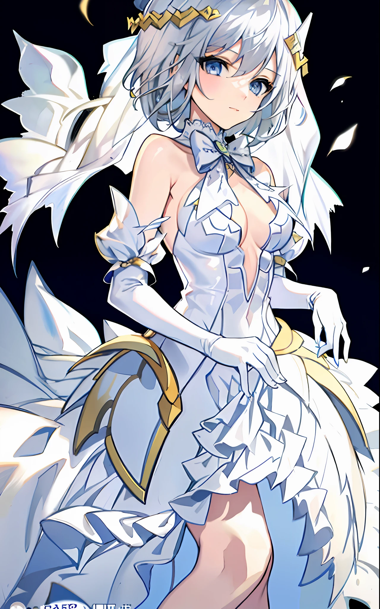 18 year old beautiful girl, masterpiece, top quality, 8K animation, detailed fingers, precise fingers, not unnatural hands, illustration, 1 girl, solo, silver hair bob cut, white veil, ORIGAMI